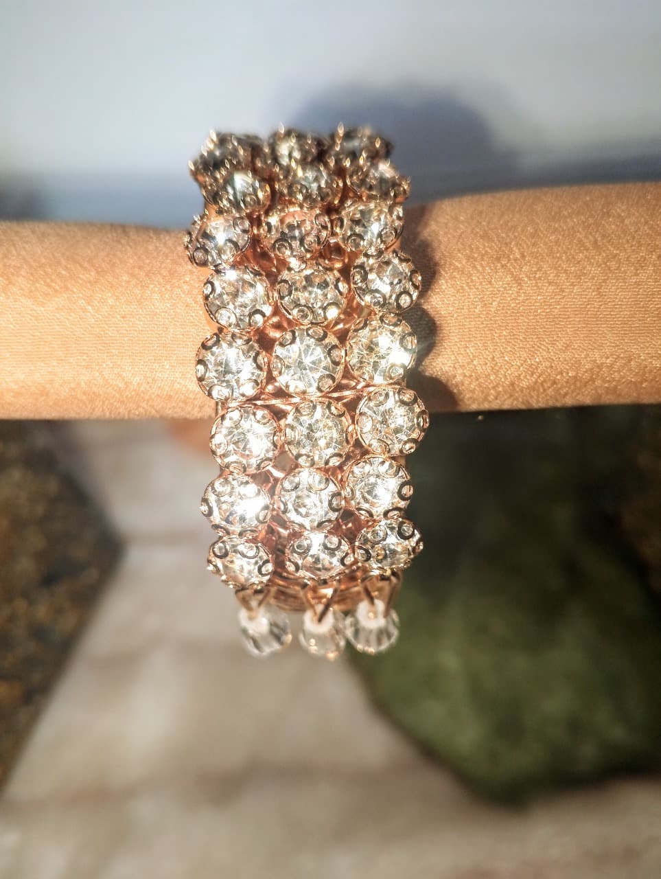Gold-Plated Zircon Kundan Bracelet – Traditional Bridal & Festive Jewelry for Girls | Fashion Gift