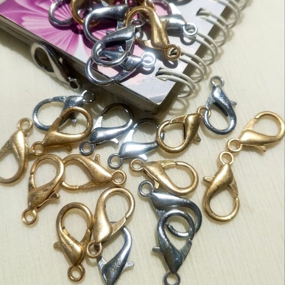 20mm 20 Locks Lobster Clasp For DIY Jewelry Crafts, Antique Gold, Silver End Clasps For Mini Purses, Bags, Necklaces, Bracelets, DIY Jewelry Findings, Fashionable Accessories Fastener Hooks