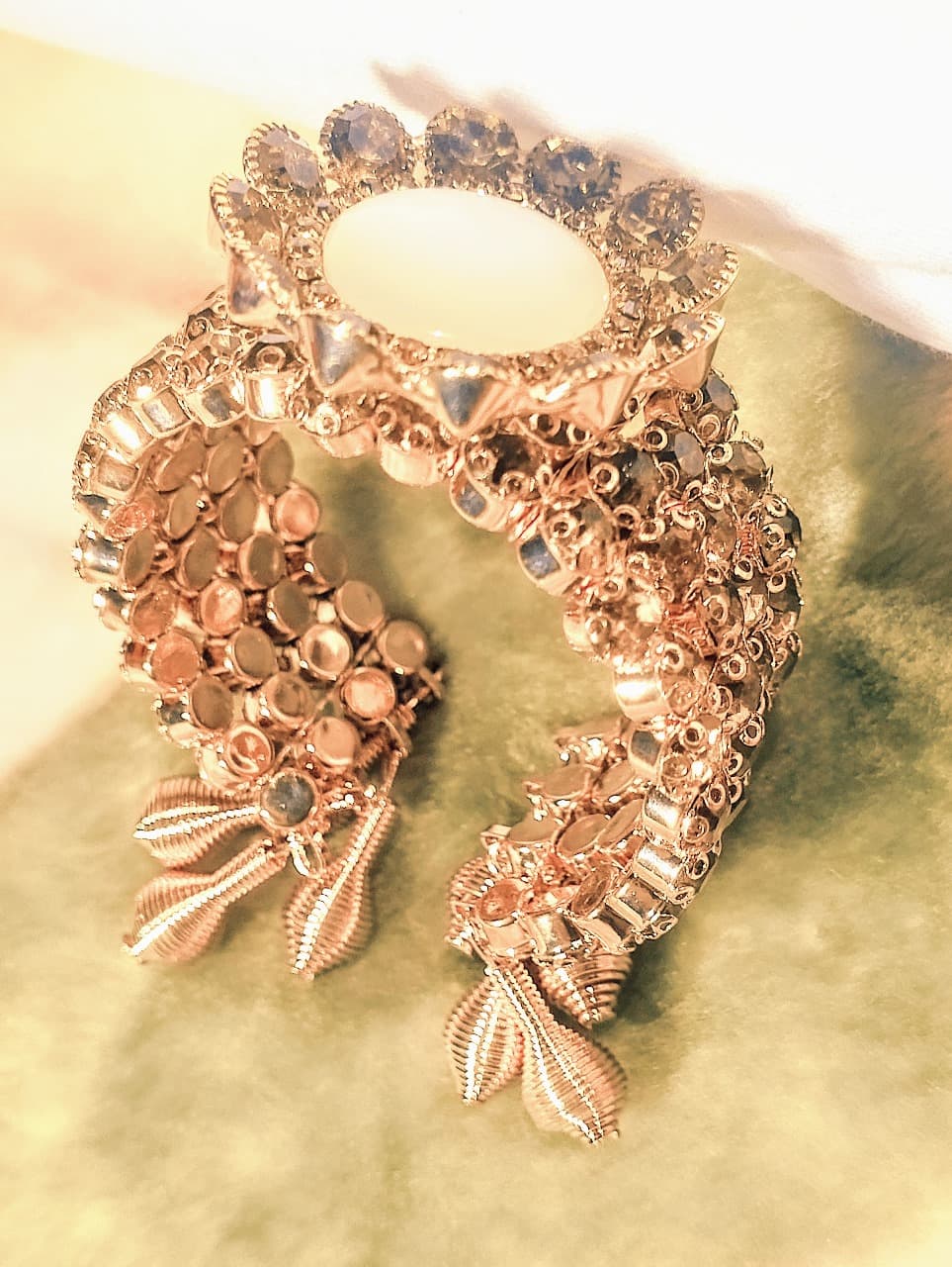 Gold-Plated Zircon Kundan Bracelet – Traditional Bridal & Festive Jewelry for Girls | Fashion Gift