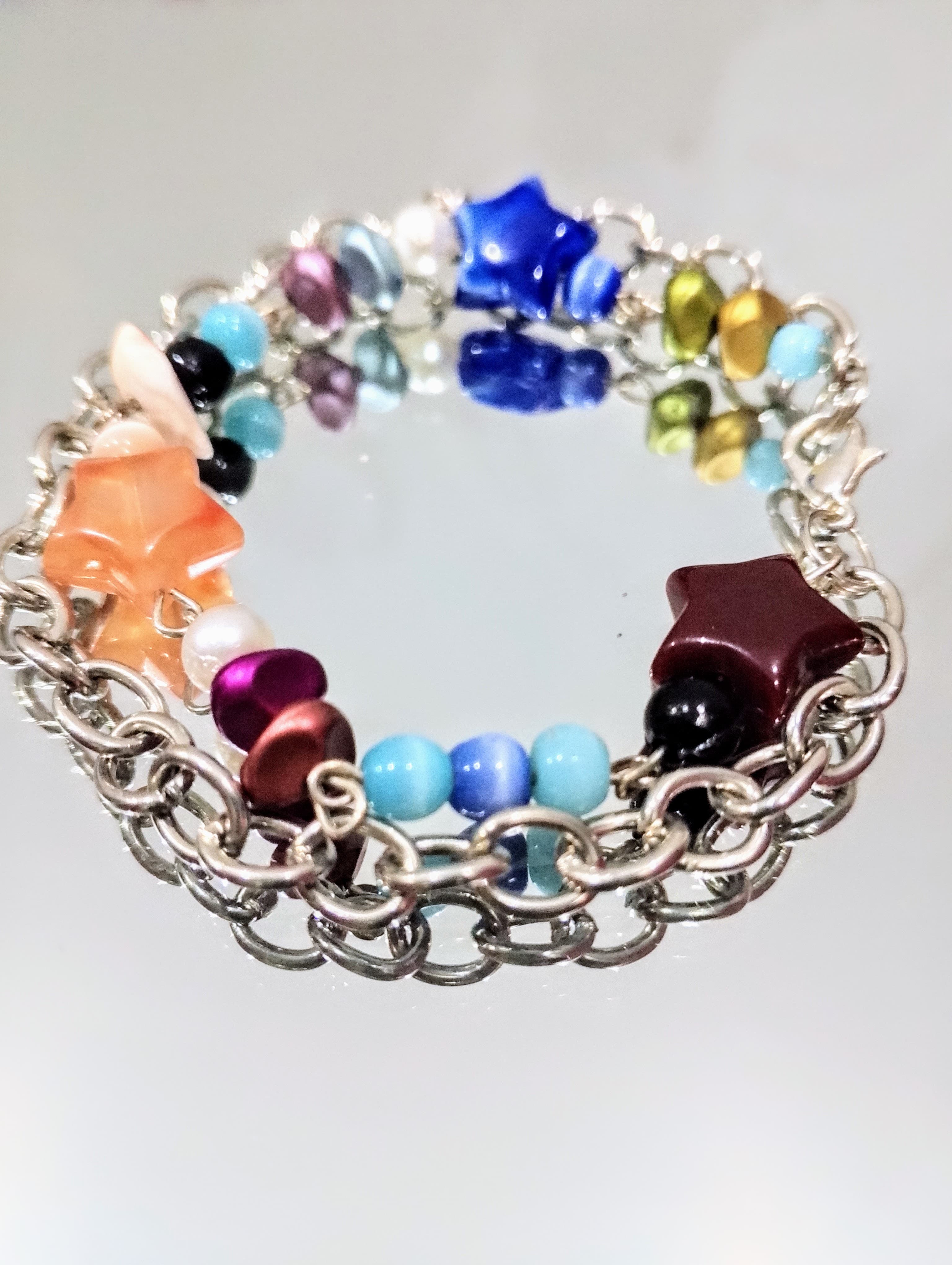 Bracelets of Double Chains, Charms, Beads | Elegant Bracelet With Extension | Unique Fashion Accessories | Beautiful and Lightweight Jewelry