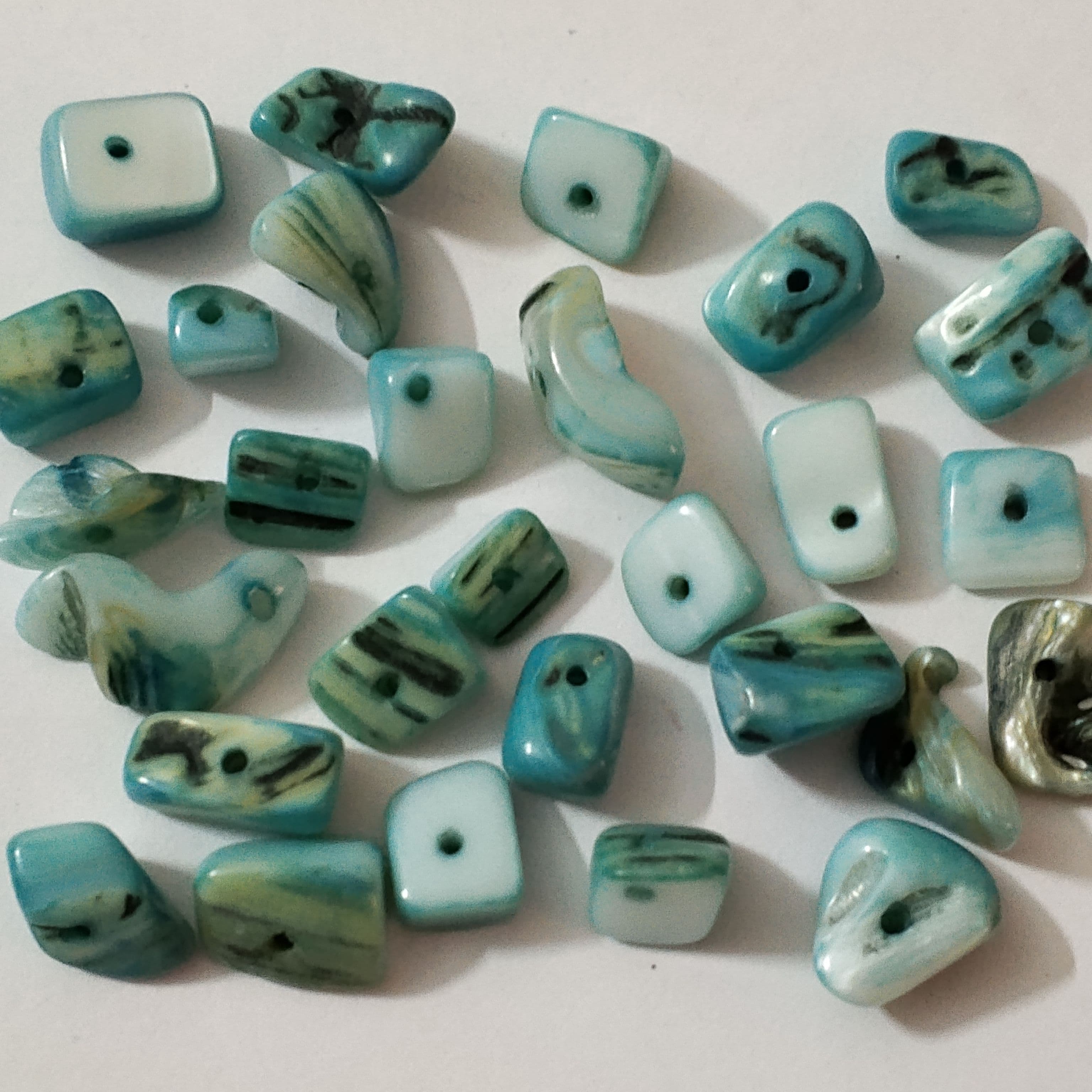 Mix Synthetic Stone Sea Green Beads Of Mix Sizes And Shapes. 60 to 40gms Beads, Aesthetic Beads For DIY Jewelry Making, Jewelry, Dress Accessories, Crafts, and Home Décor
