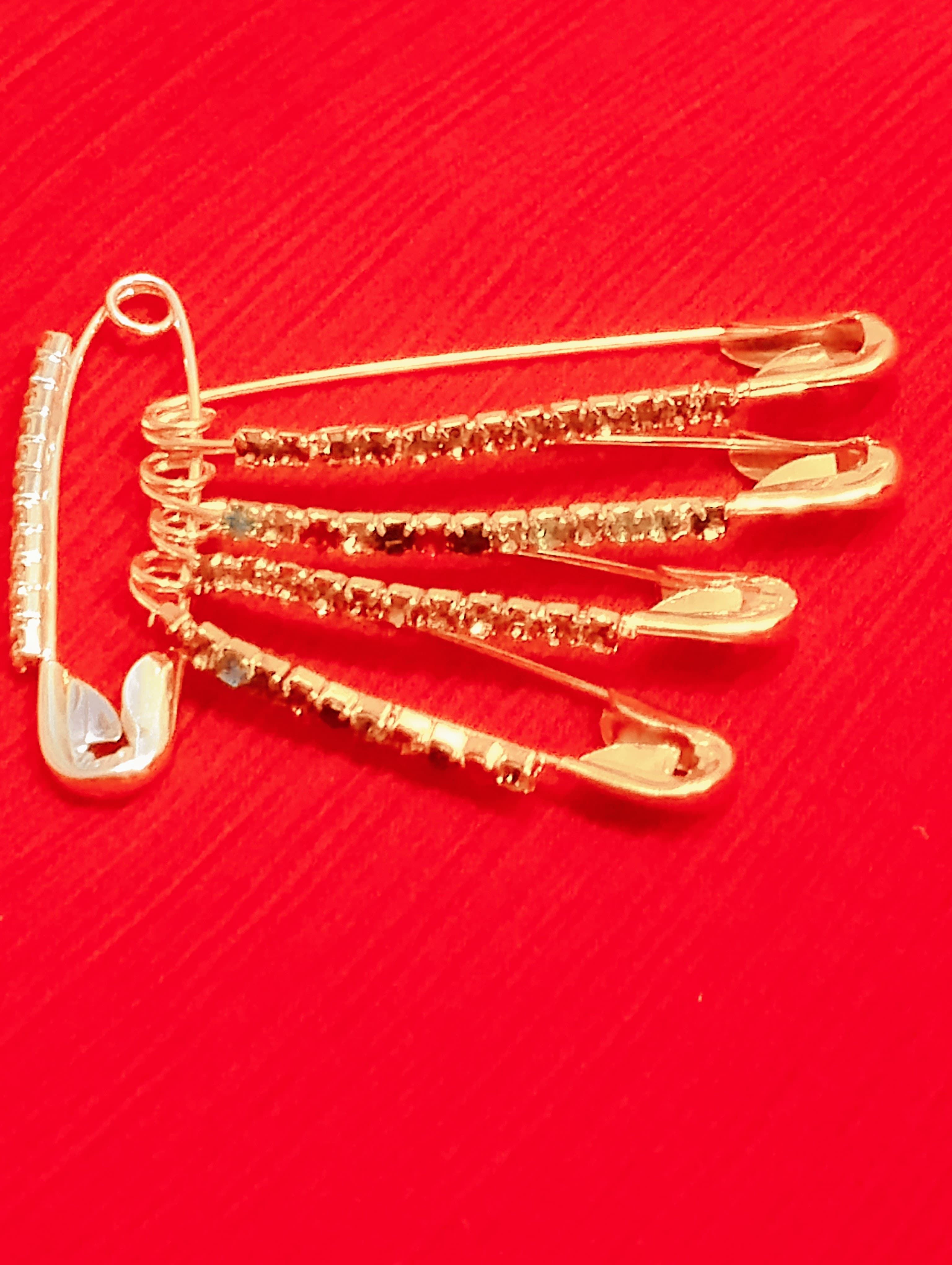 Crystal Hijab Pins – Set of 6 Fancy Safety Pins with Rhinestones