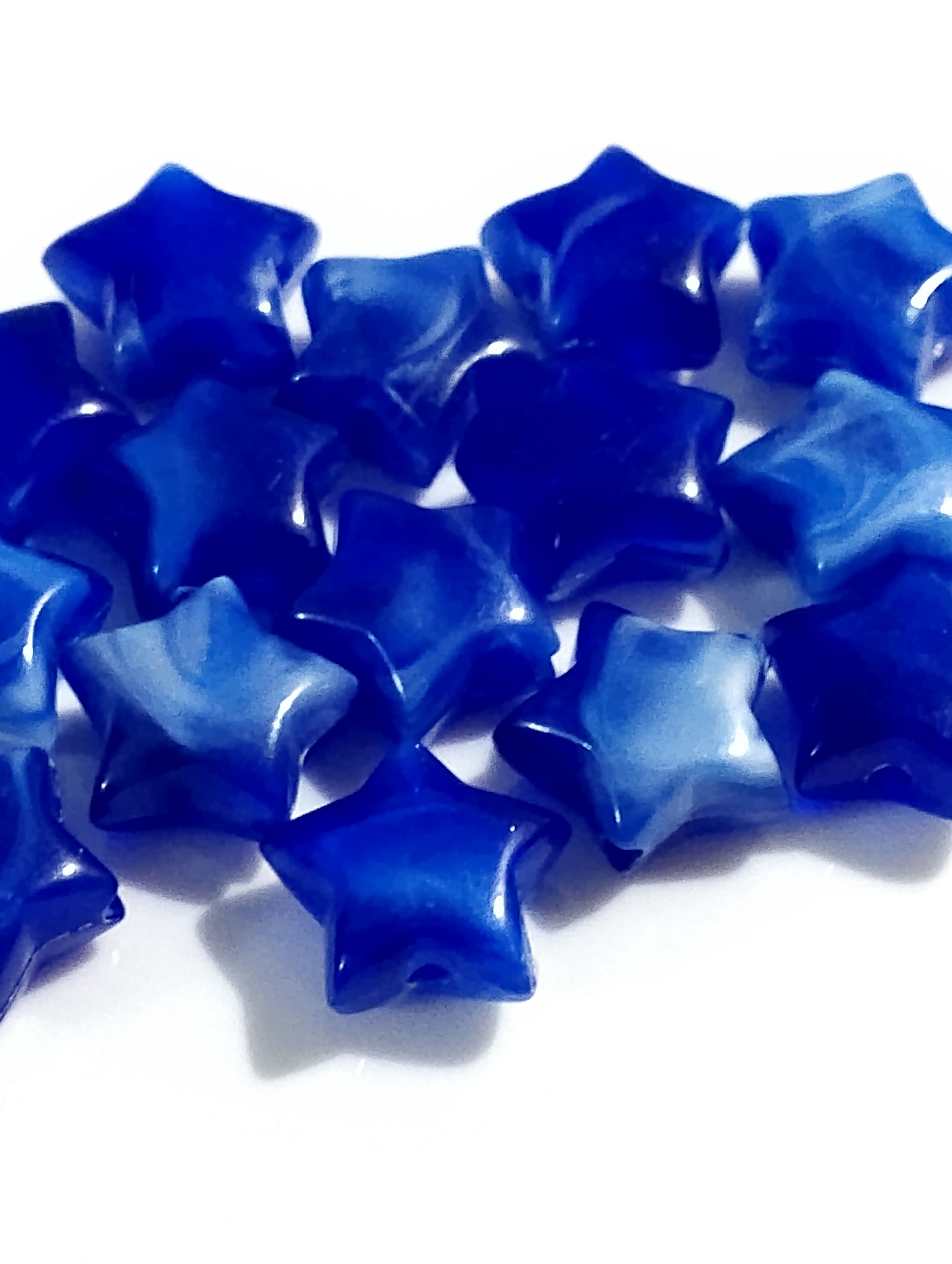 Rust Blue Maroon Star Marble Acrylic Plastic Beads - Pack of 40gms- Ideal for DIY Jewelry Making, Jewelry, and Dress Accessories.