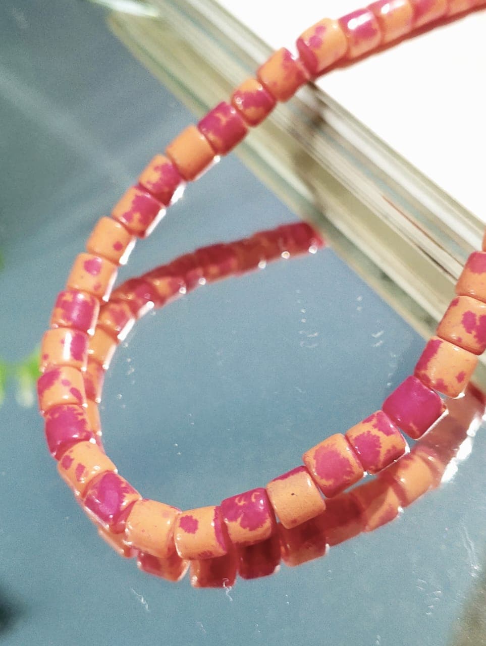 1 Strand Craft Beads | Multicolor Flat Round Tube Beads Strand for Craft & Jewelry Making DIY | Boho Style Loose Beads