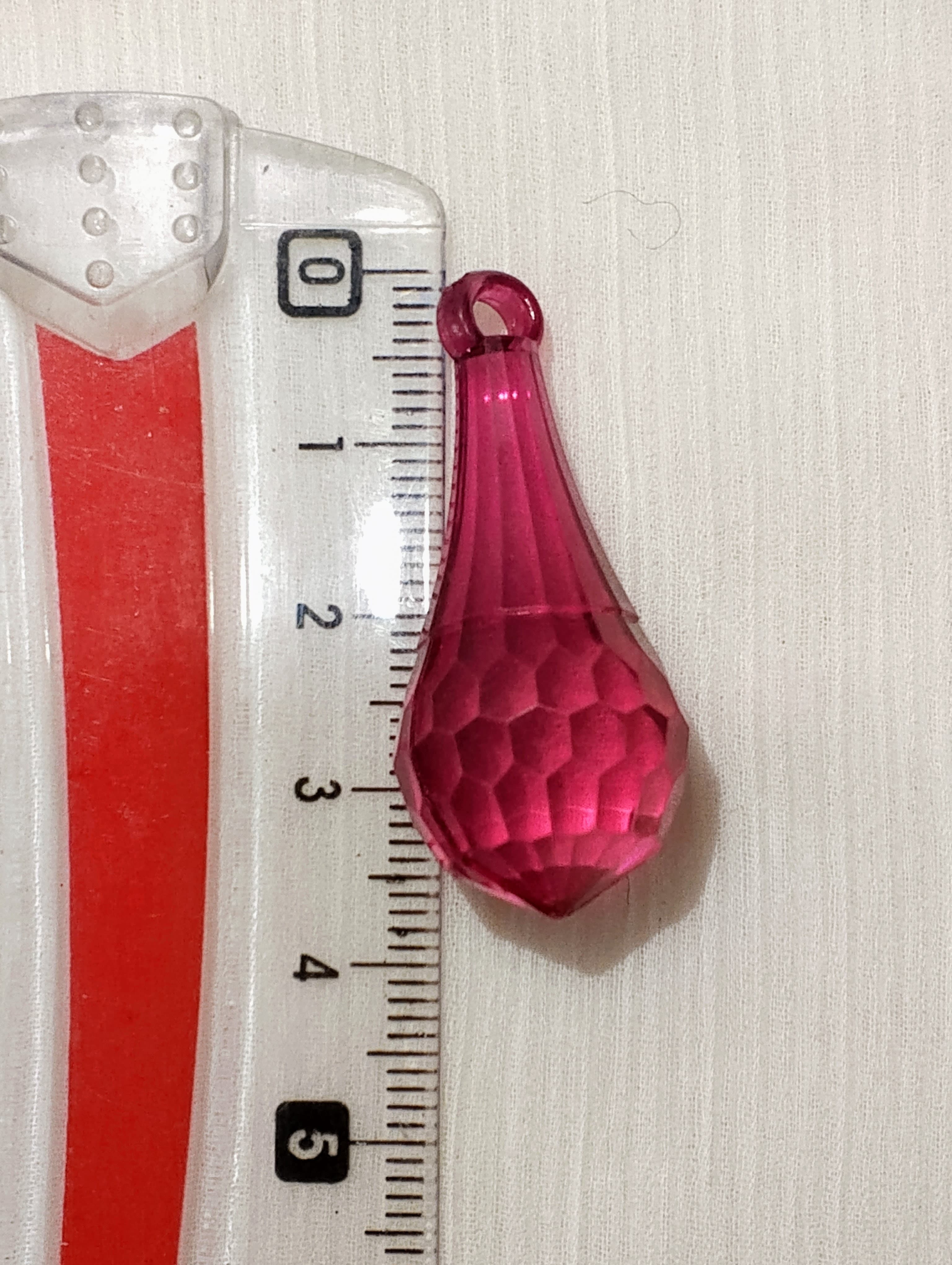 10/15 pcs Pink Faceted Crystal Plastic Drop Tussle Bead - DIY Craft, Jewelry, Dress Ornaments and Décor