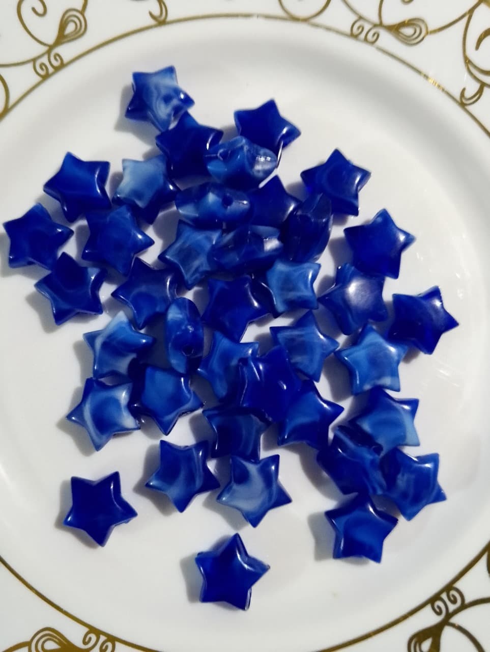 Rust Blue Maroon Star Marble Acrylic Plastic Beads - Pack of 40gms- Ideal for DIY Jewelry Making, Jewelry, and Dress Accessories.