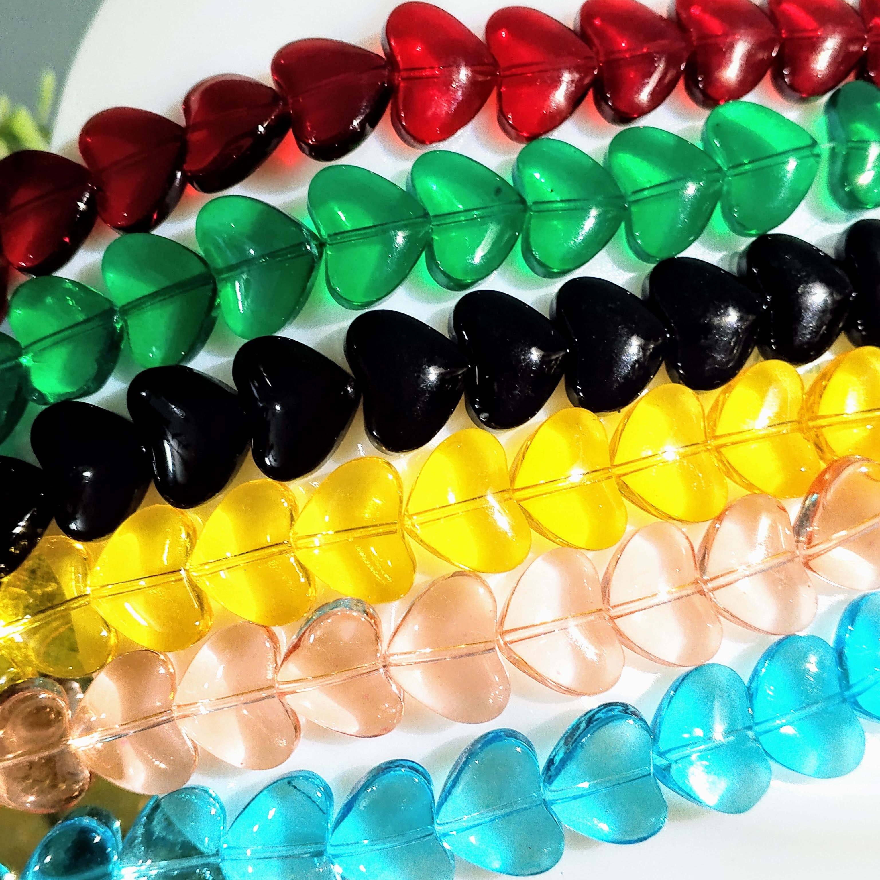 15 Glass Crystal Transparent Multicolor 13mm Heart Beads for DIY, Jewelry Making, Crafting – 13mm Heart Shape Beads | 28 pcs Mix Set