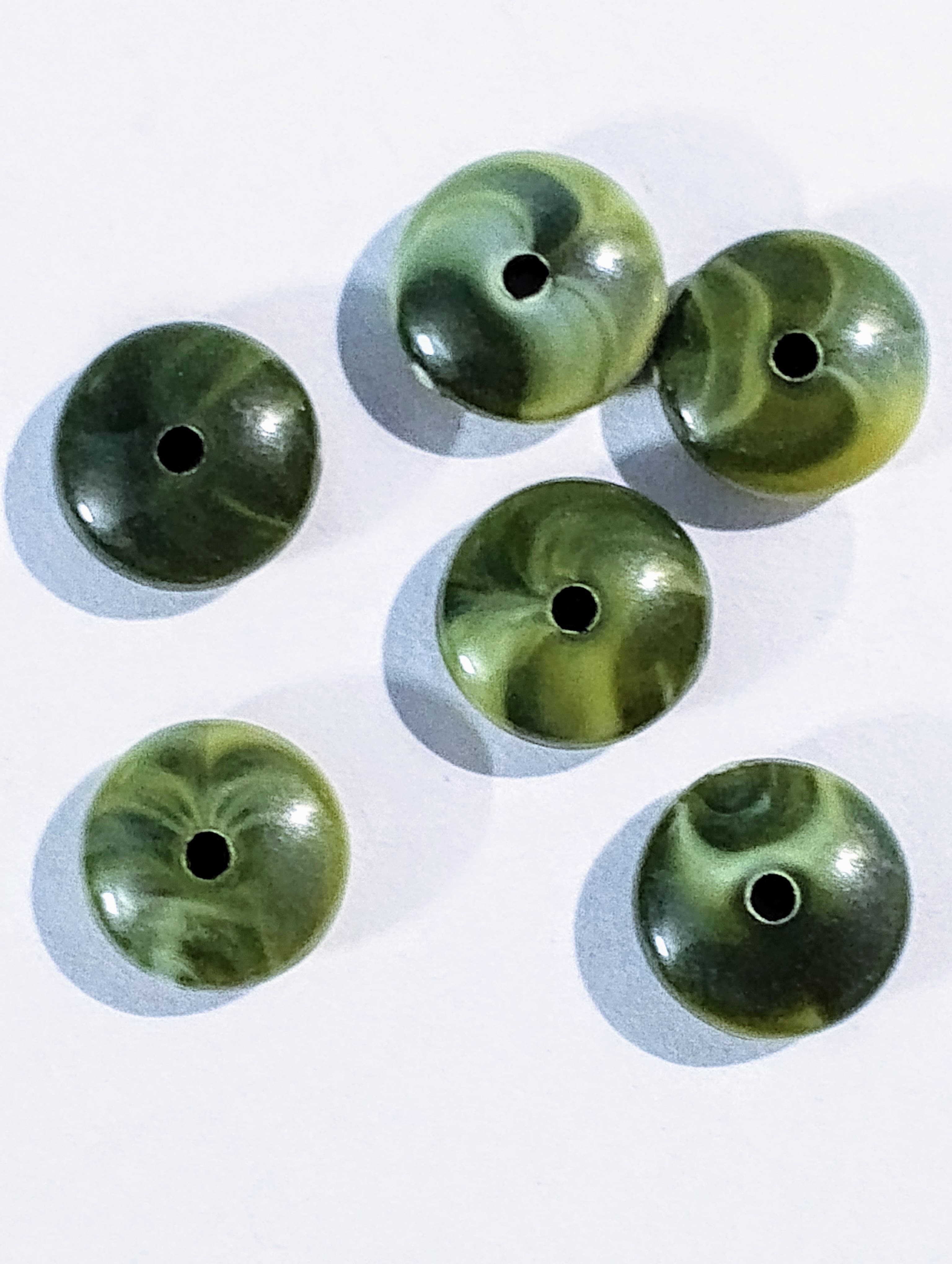 Green Flat Round Marble Spacer Acrylic Plastic Beads for DIY Crafts - Pack of 40gms - Ideal for DIY Jewelry Making, Jewelry, and Dress Accessories.