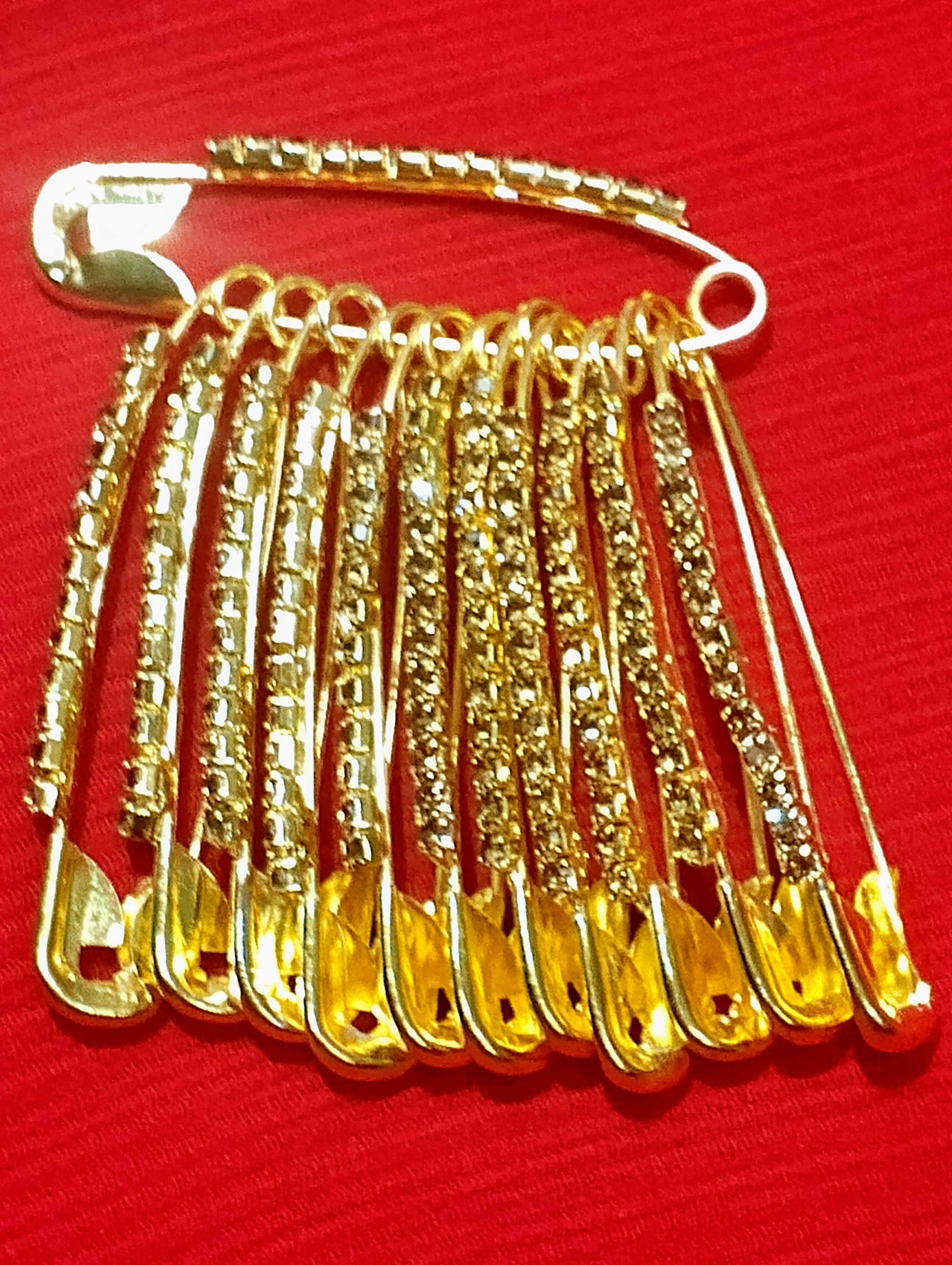 Crystal Hijab Pins – Set of 6 Fancy Safety Pins with Rhinestones