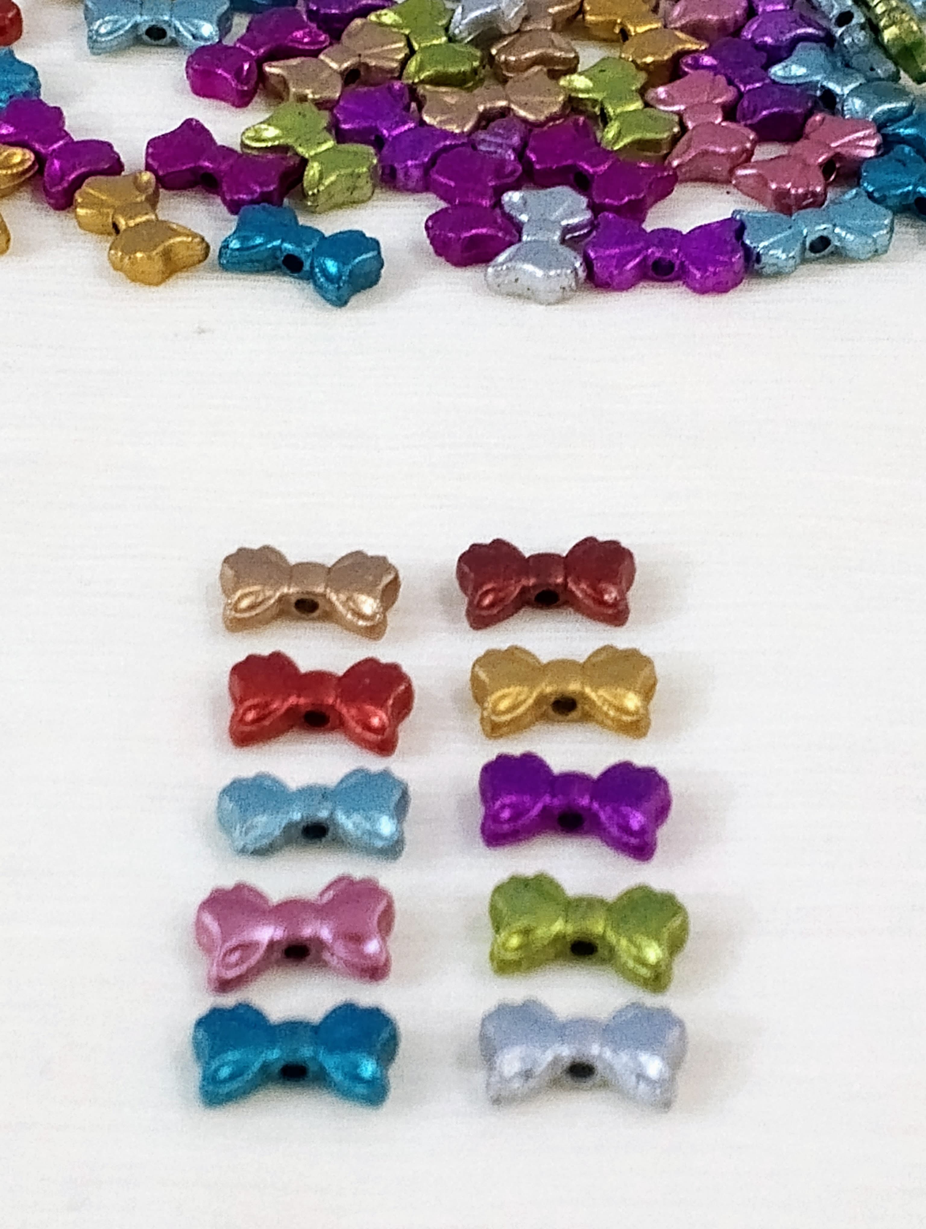 40gms Mini Bow-Shaped Beads for Jewelry and DIY Craft Making – Colorful Resin Spacer Beads