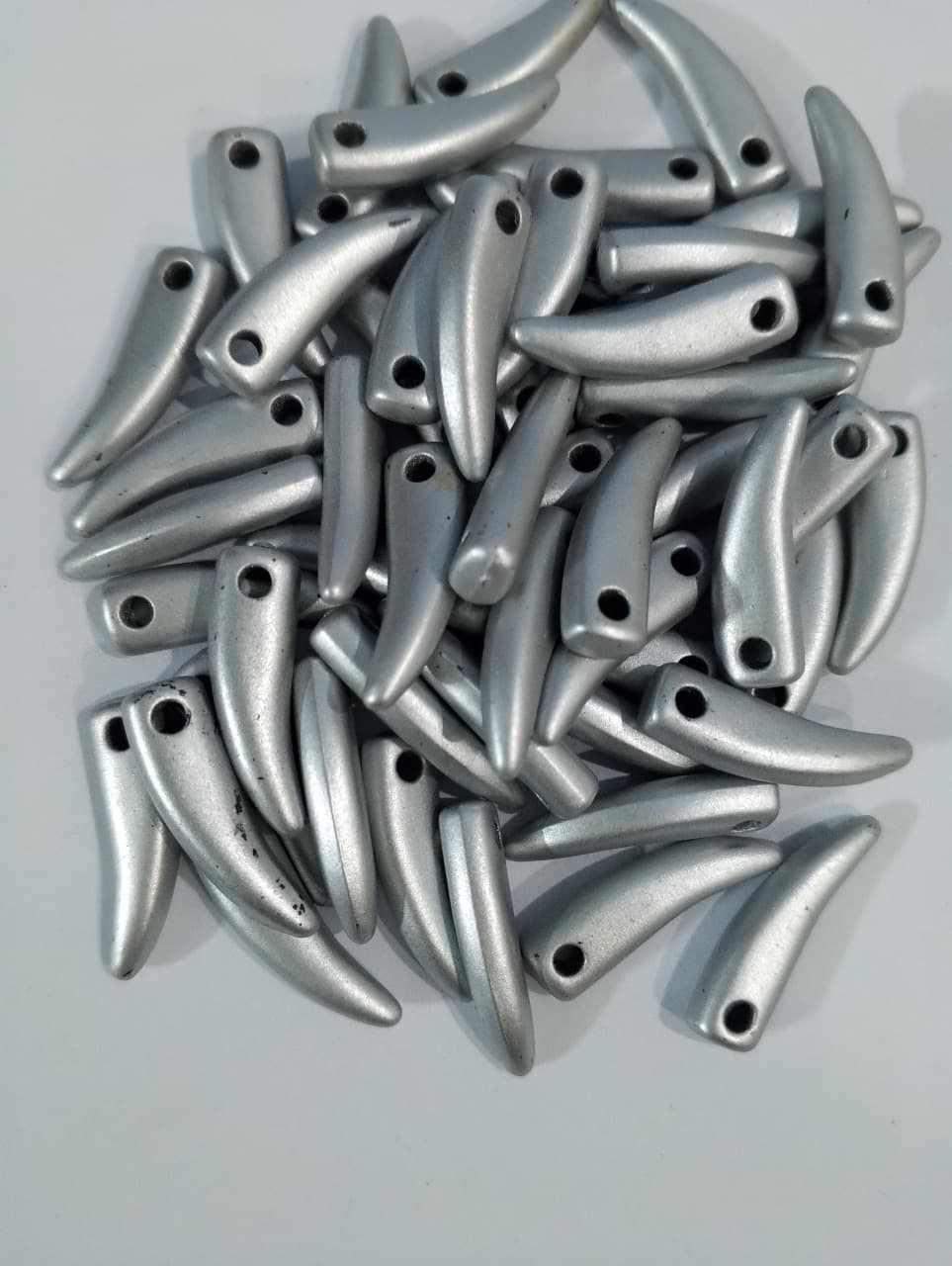 Unique Beads for Unique Crafts. Silver Long Curve Tussle Plastic Beads. Pack of 40gms Beads, For DIY Jewelry Making, Crafting, Home Decor, And Dress Accessories.