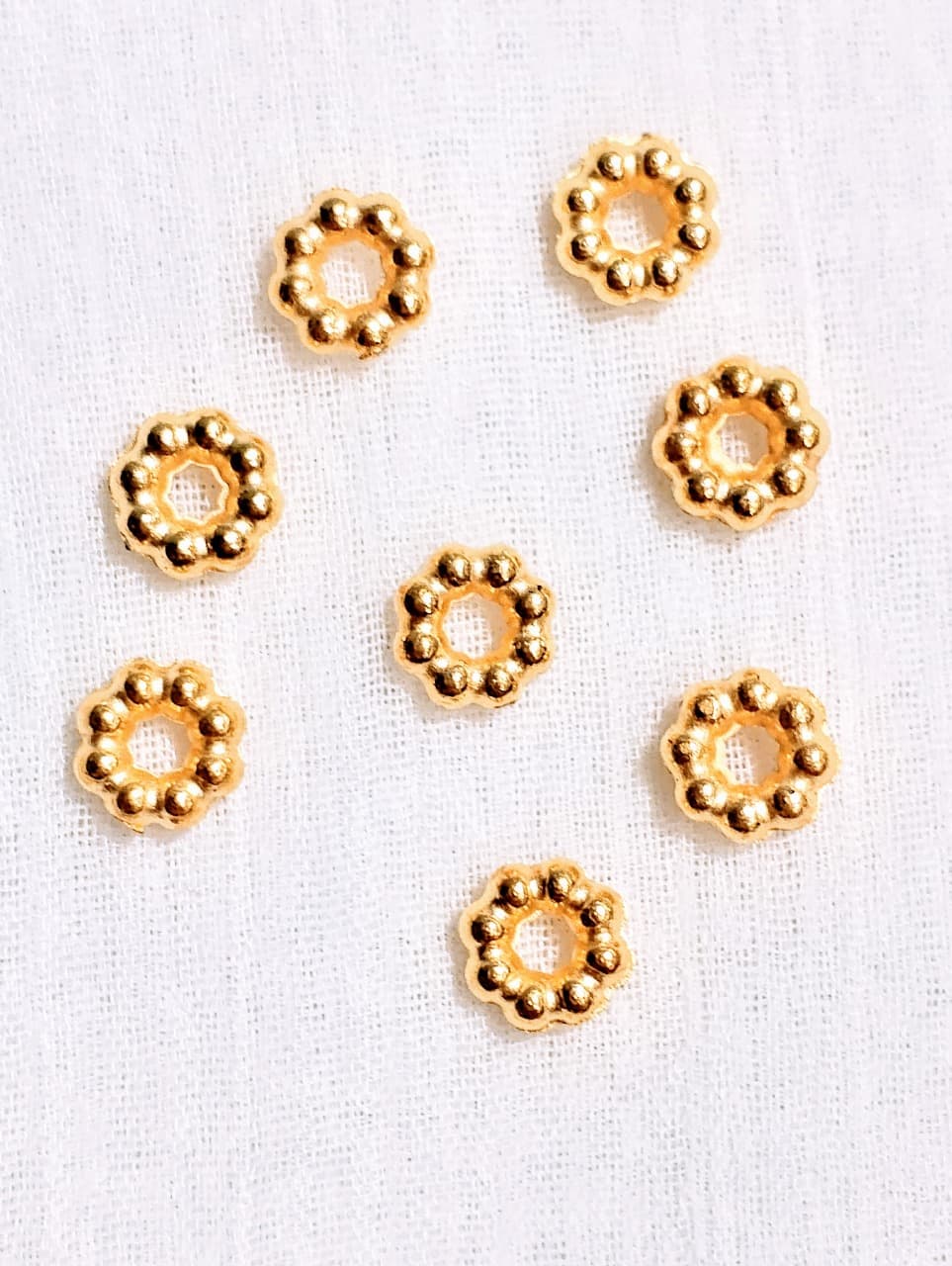 150 / 300 Pcs Gold Plastic Spacer Beads 6mm | Round Flower Shape Spacers for Jewelry Making | DIY Craft Necklace, Bracelet, Earrings, Beading Supplies