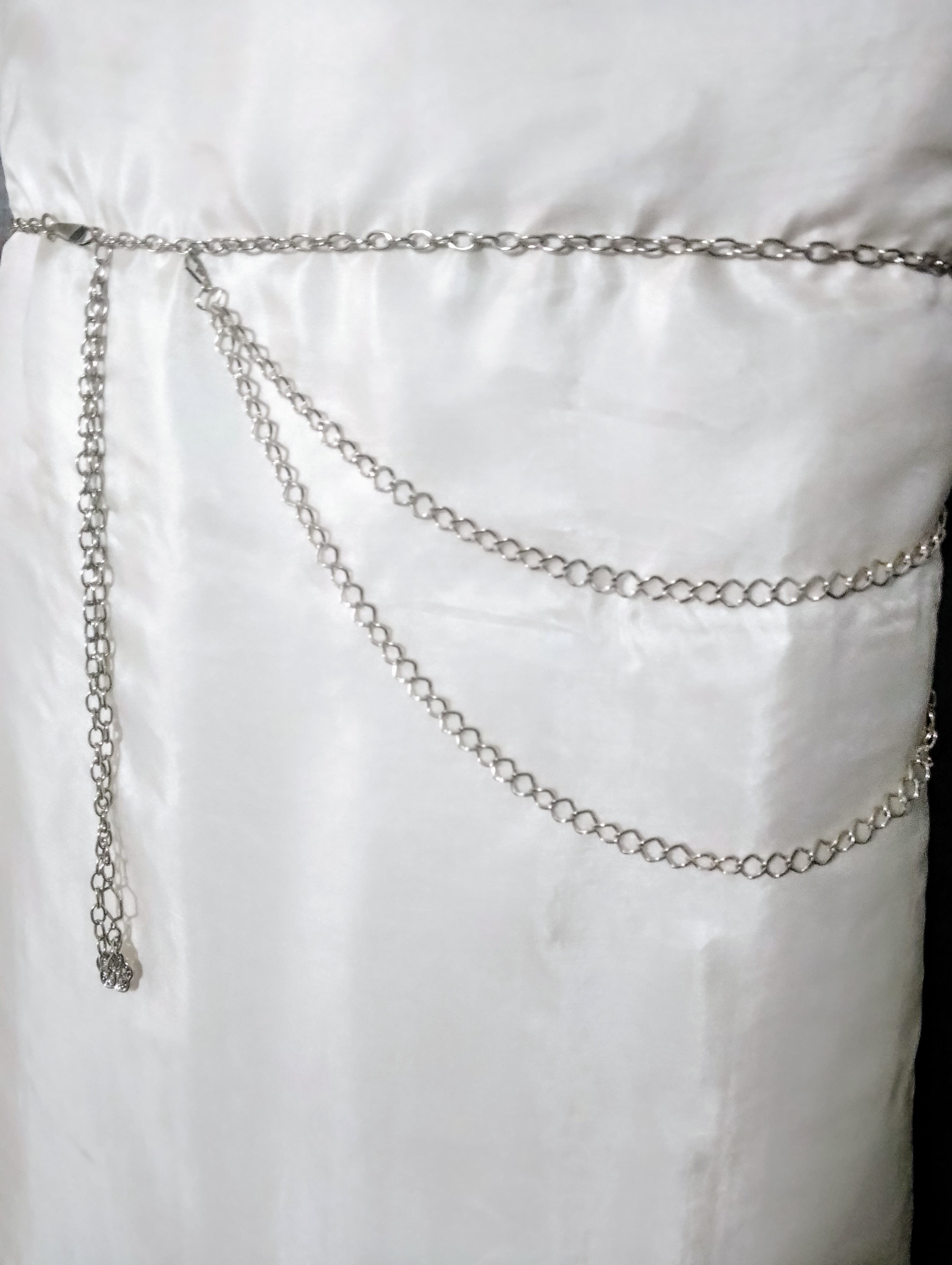 Elegant Multi-Layer Metal and Beads Chain Waist Belt