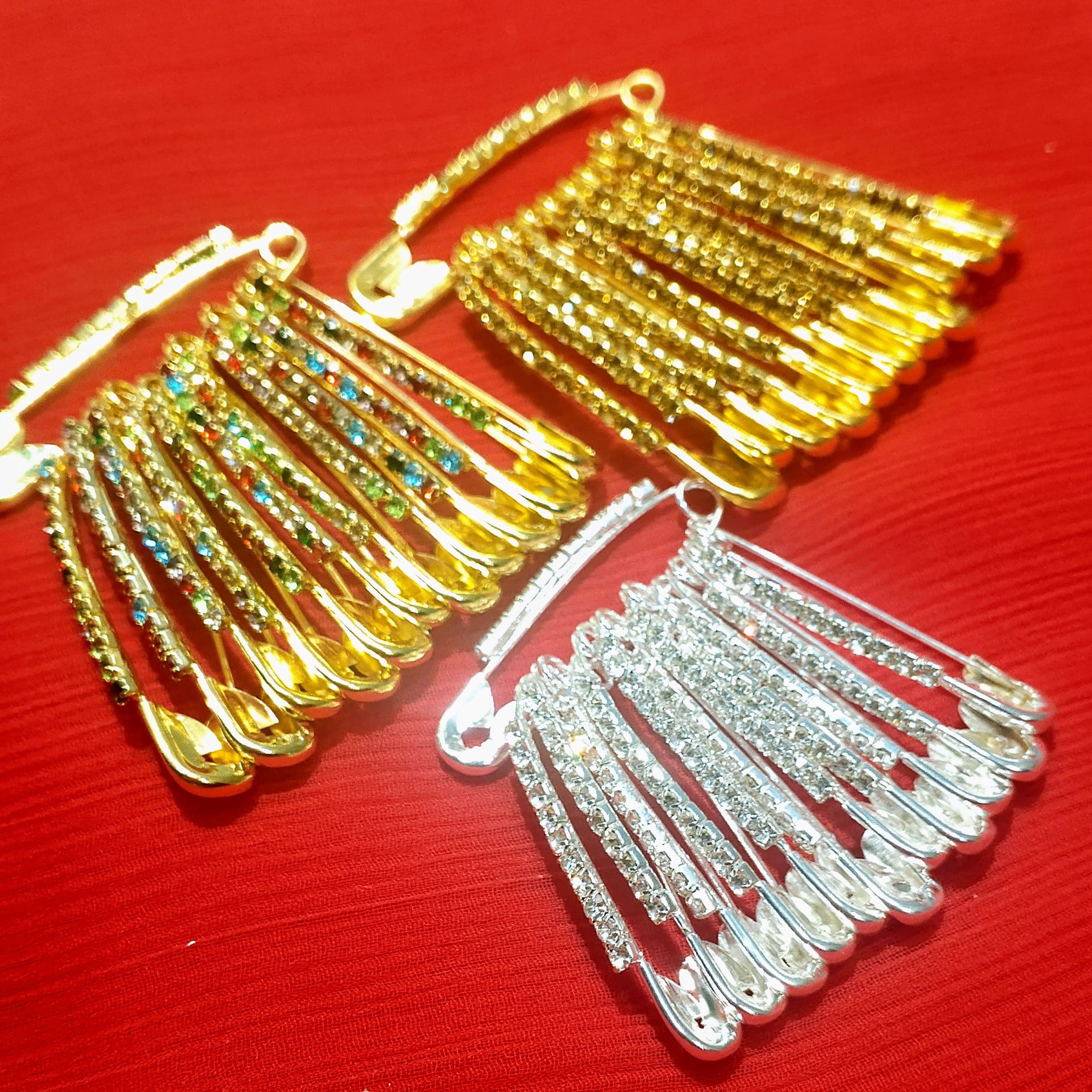 Crystal Hijab Pins – Set of 6 Fancy Safety Pins with Rhinestones