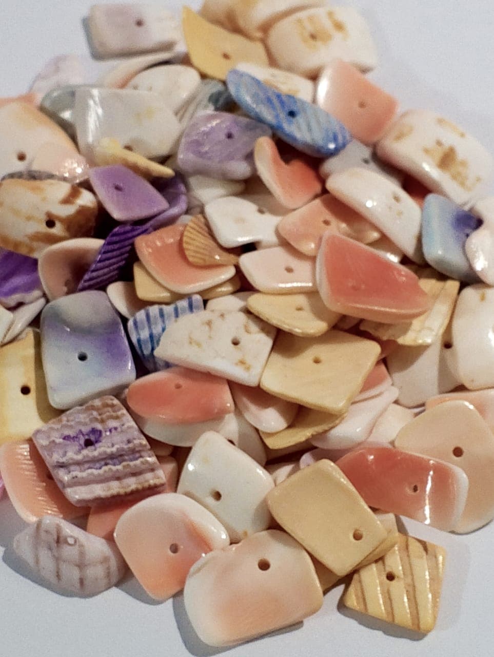 Natural Sea Shell Cuttings With Smooth Edges For DIY Crafts | 40gms | Real Cut Shell Pieces With Hole | Beads Or Pendent | Ideal For DIY Jewelry Making, Dress Accessories, Crafting, And Home Decoration