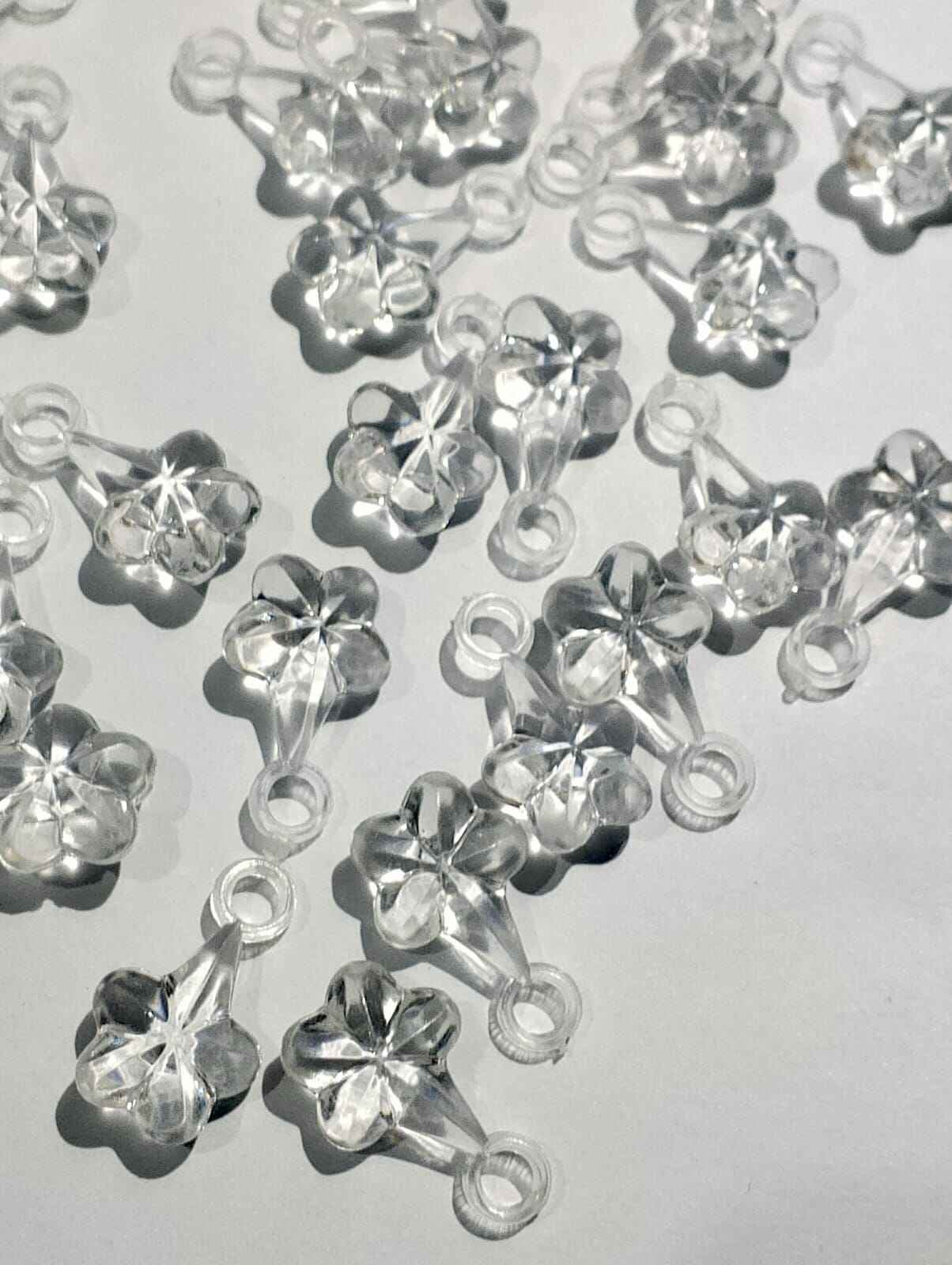 Pack of 40gms Beads, White Flower Tussle (Latkan) Acrylic Beads For DIY Jewelry Making, Jewelry, DIY, And Crafting Accessories