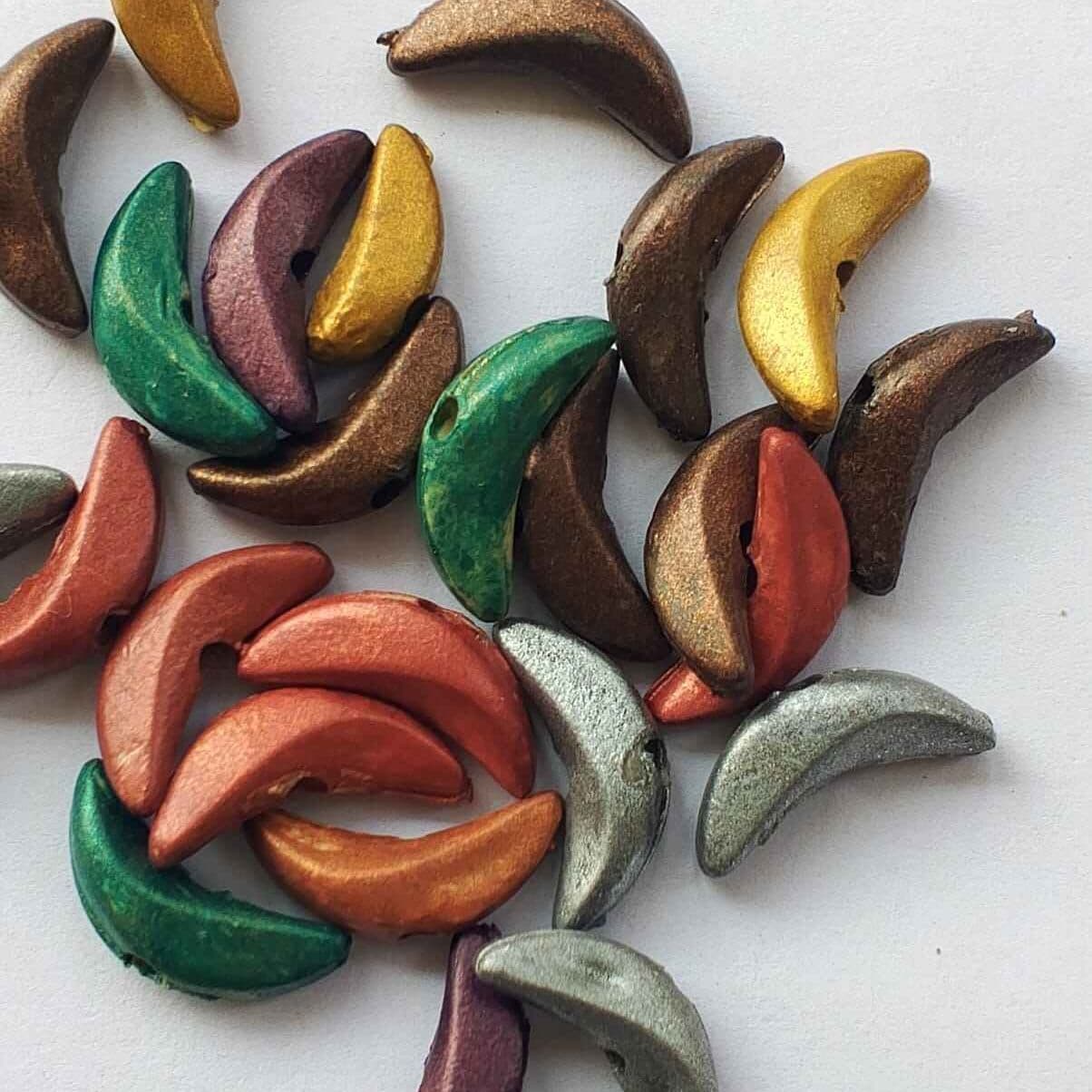 Beads for DIY Crafts. Moon Multicolor Plastic Beads. Pack of 40gms Beads, For DIY Jewelry Making, Jewelry, And Dress Accessories.