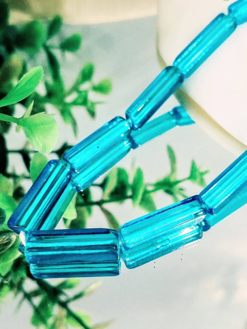 15 Glass Crystal Transparent Multicolor 20mm Square Tube Beads for DIY, Jewelry Making, Crafting – 20mm Long Stick Shape Beads | 28 pcs Mix Set