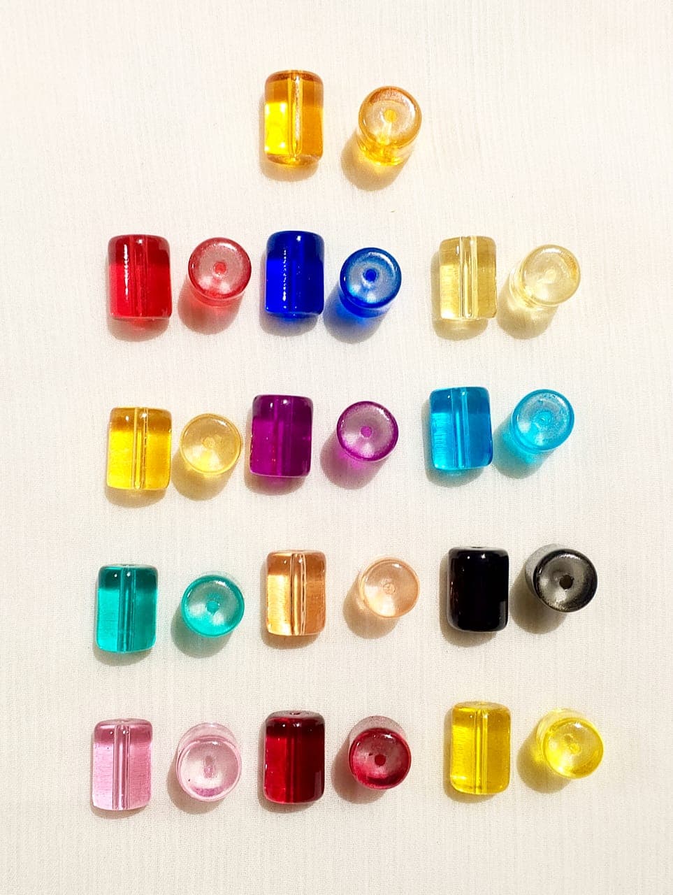 15 Glass Crystal Transparent Multicolor 14mm* 10mm Cylinder Beads for DIY, Jewelry Making, Crafting – 14mm* 10mm Cylinder Shape Beads | 26 pcs Mix Set