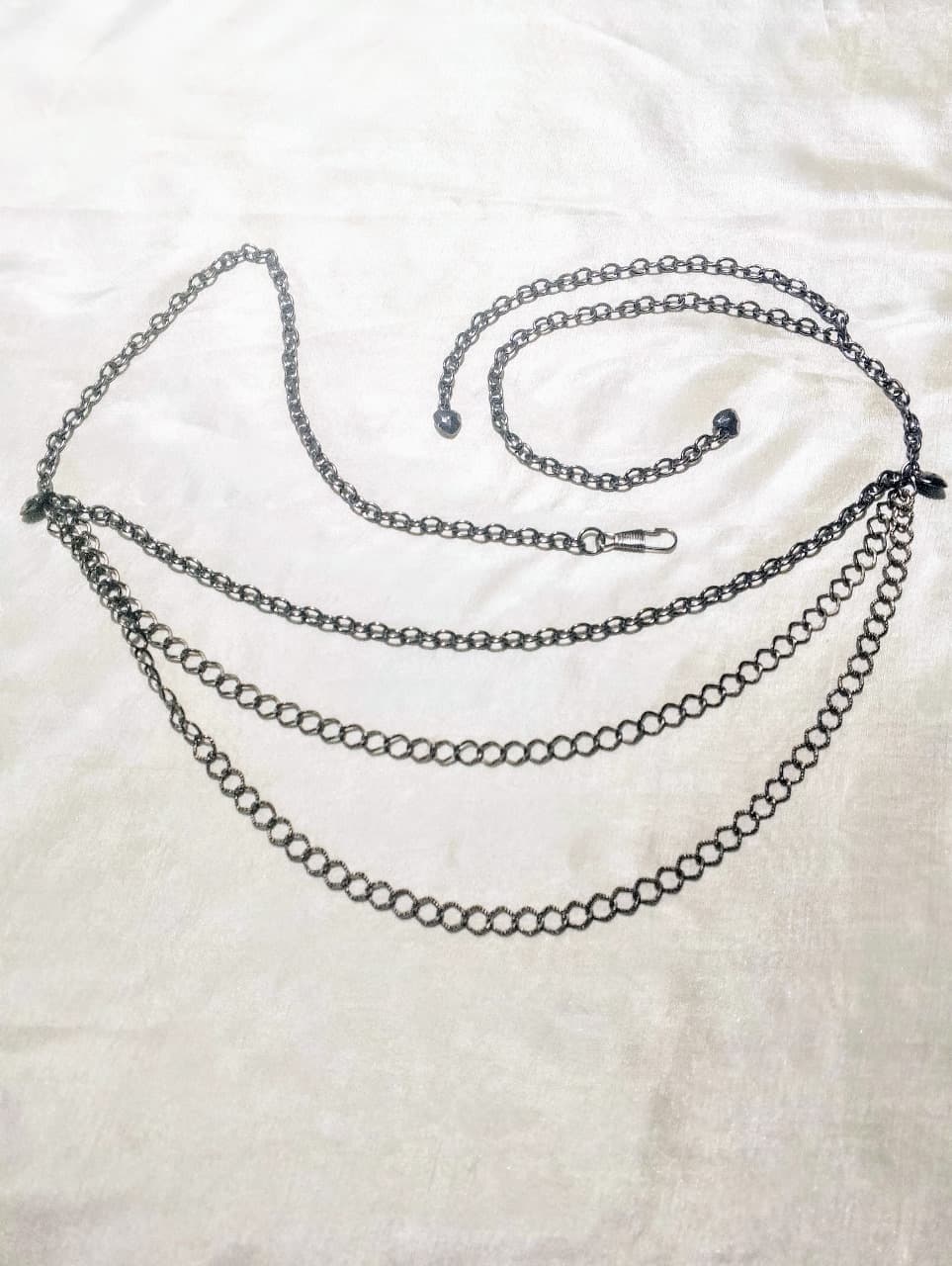 Elegant Multi-Layer Metal and Beads Chain Waist Belt