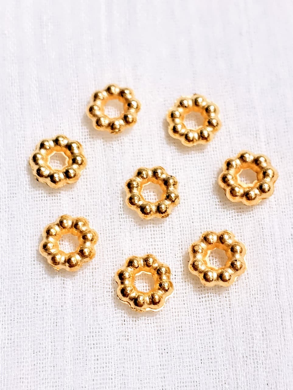 150 / 300 Pcs Gold Plastic Spacer Beads 6mm | Round Flower Shape Spacers for Jewelry Making | DIY Craft Necklace, Bracelet, Earrings, Beading Supplies