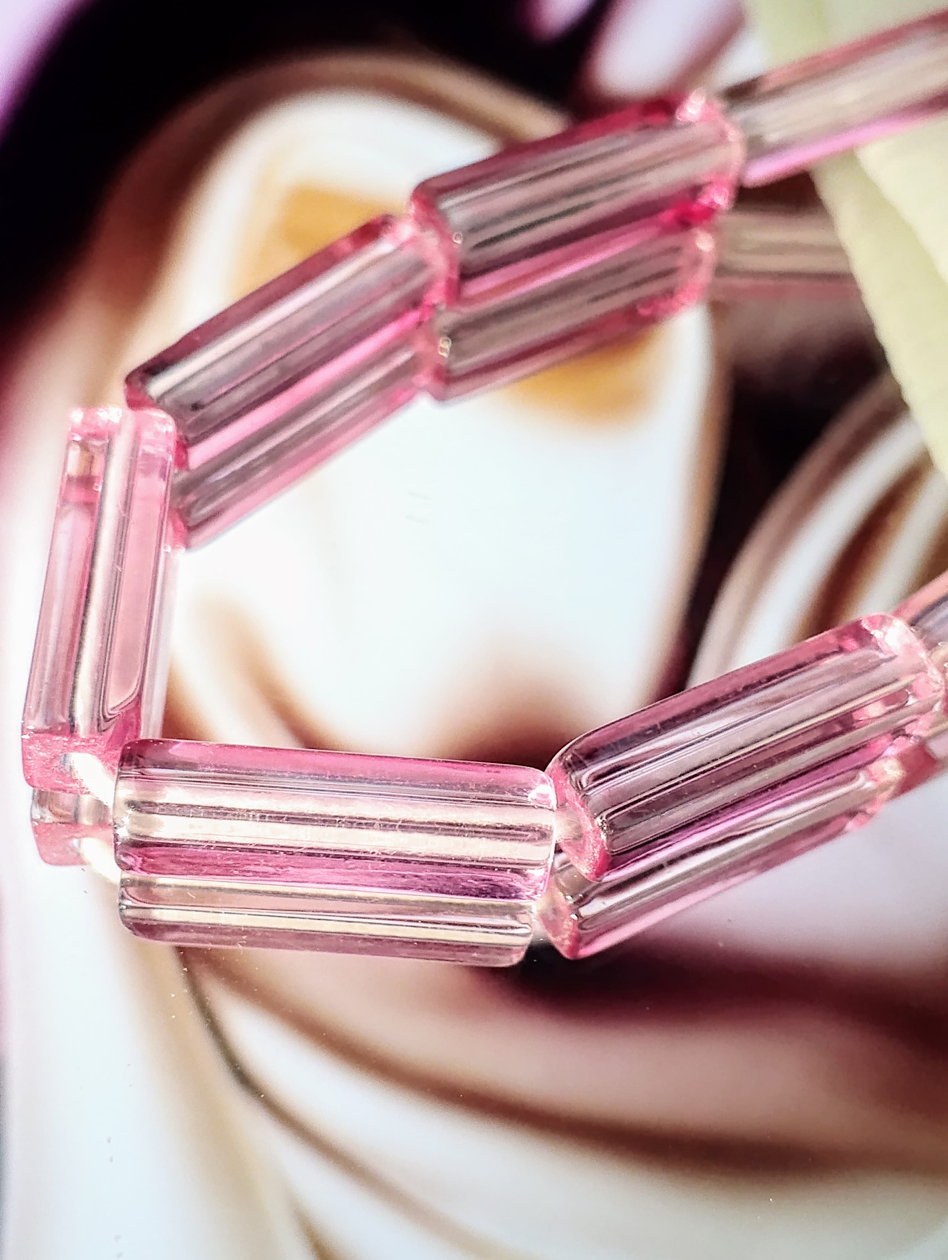 15 Glass Crystal Transparent Multicolor 20mm Square Tube Beads for DIY, Jewelry Making, Crafting – 20mm Long Stick Shape Beads | 28 pcs Mix Set