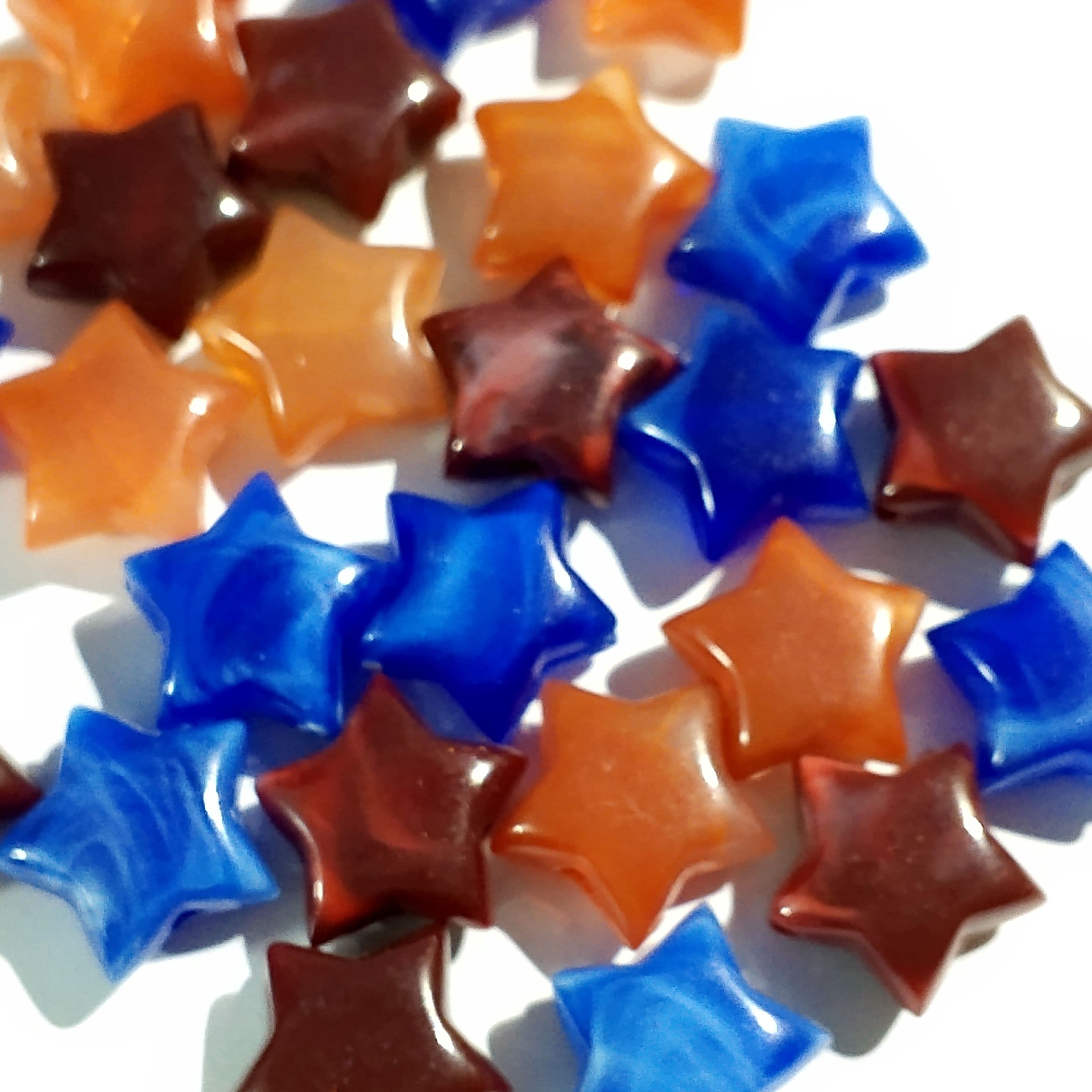 Rust Blue Maroon Star Marble Acrylic Plastic Beads - Pack of 40gms- Ideal for DIY Jewelry Making, Jewelry, and Dress Accessories.