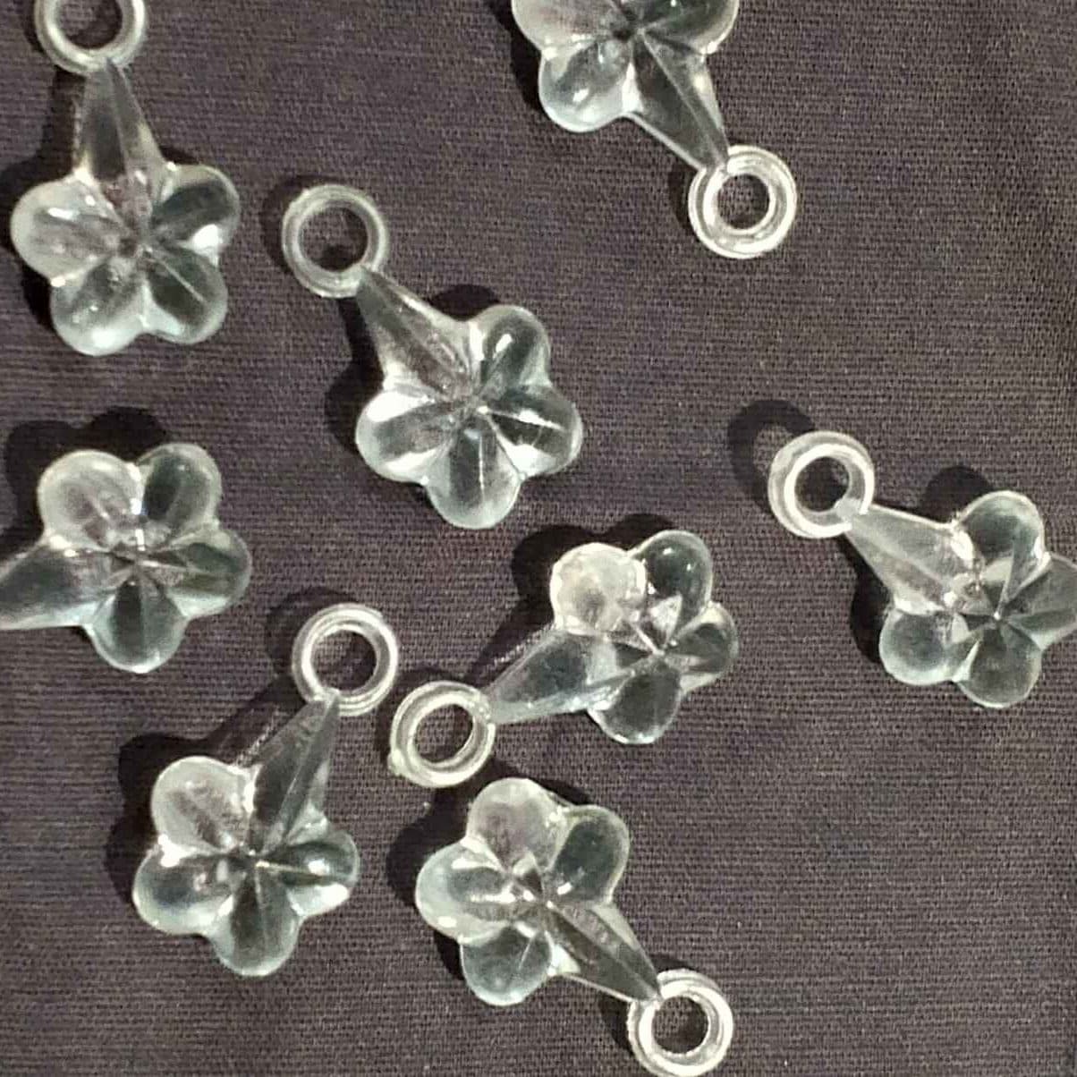 Pack of 40gms Beads, White Flower Tussle (Latkan) Acrylic Beads For DIY Jewelry Making, Jewelry, DIY, And Crafting Accessories