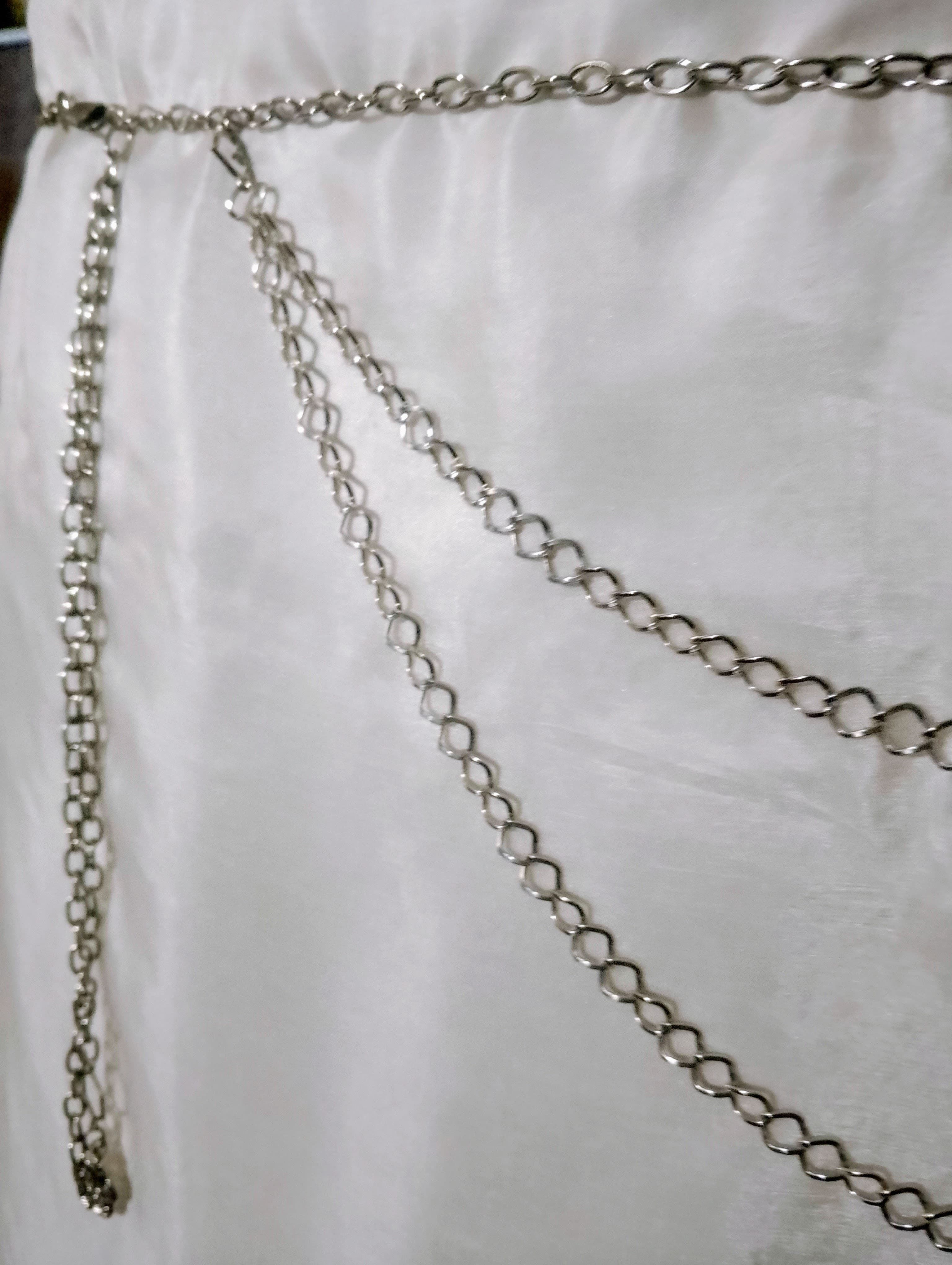 Elegant Multi-Layer Metal and Beads Chain Waist Belt