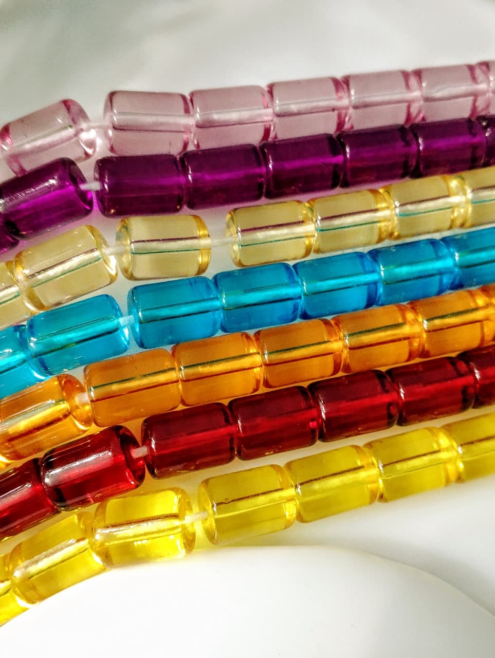 15 Glass Crystal Transparent Multicolor 14mm* 10mm Cylinder Beads for DIY, Jewelry Making, Crafting – 14mm* 10mm Cylinder Shape Beads | 26 pcs Mix Set