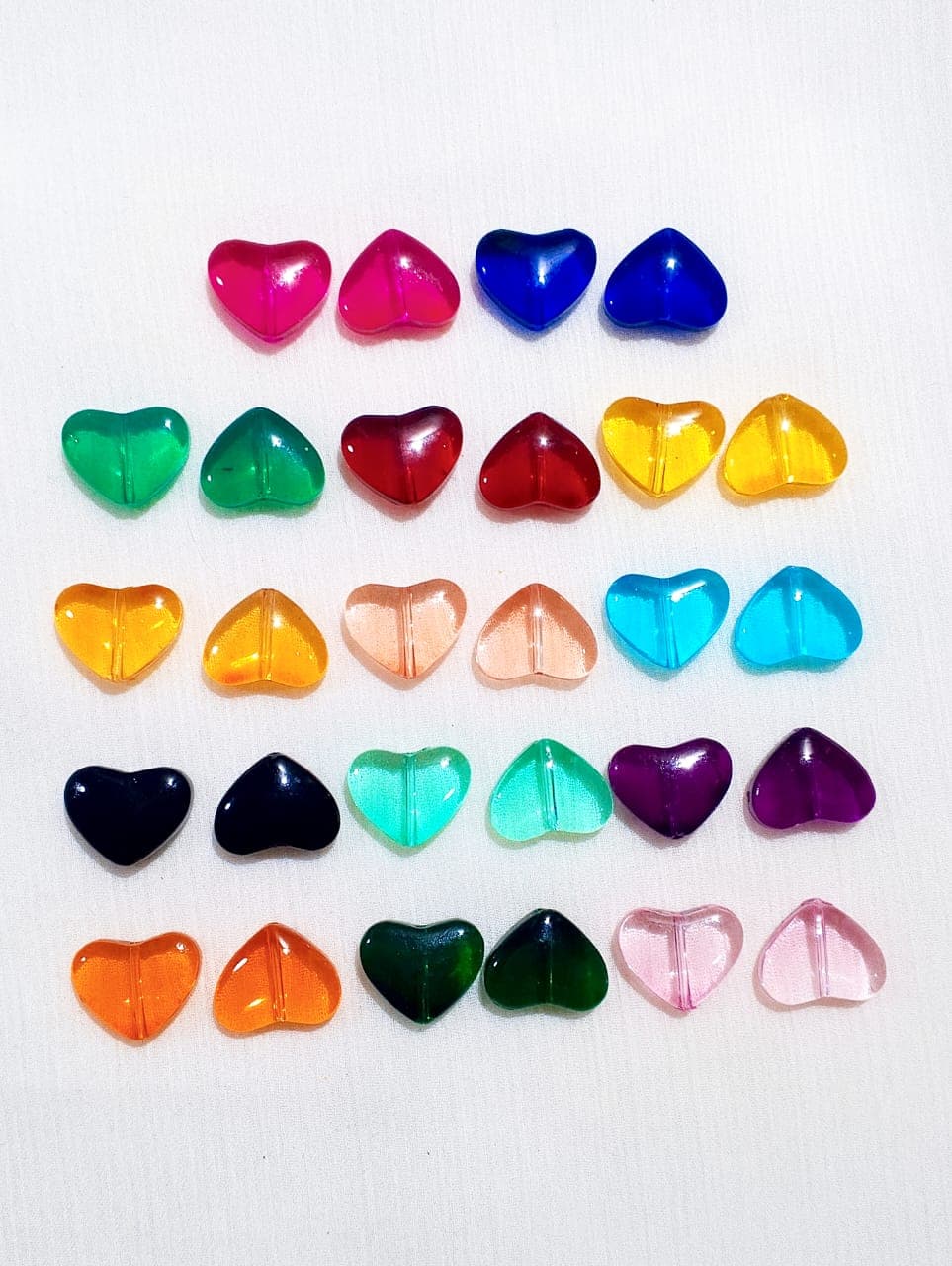 15 Glass Crystal Transparent Multicolor 13mm Heart Beads for DIY, Jewelry Making, Crafting – 13mm Heart Shape Beads | 28 pcs Mix Set