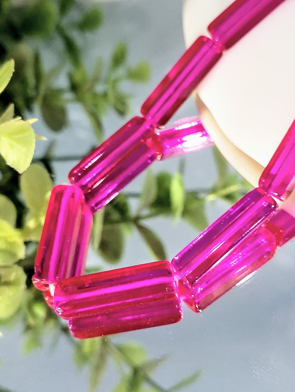 15 Glass Crystal Transparent Multicolor 20mm Square Tube Beads for DIY, Jewelry Making, Crafting – 20mm Long Stick Shape Beads | 28 pcs Mix Set
