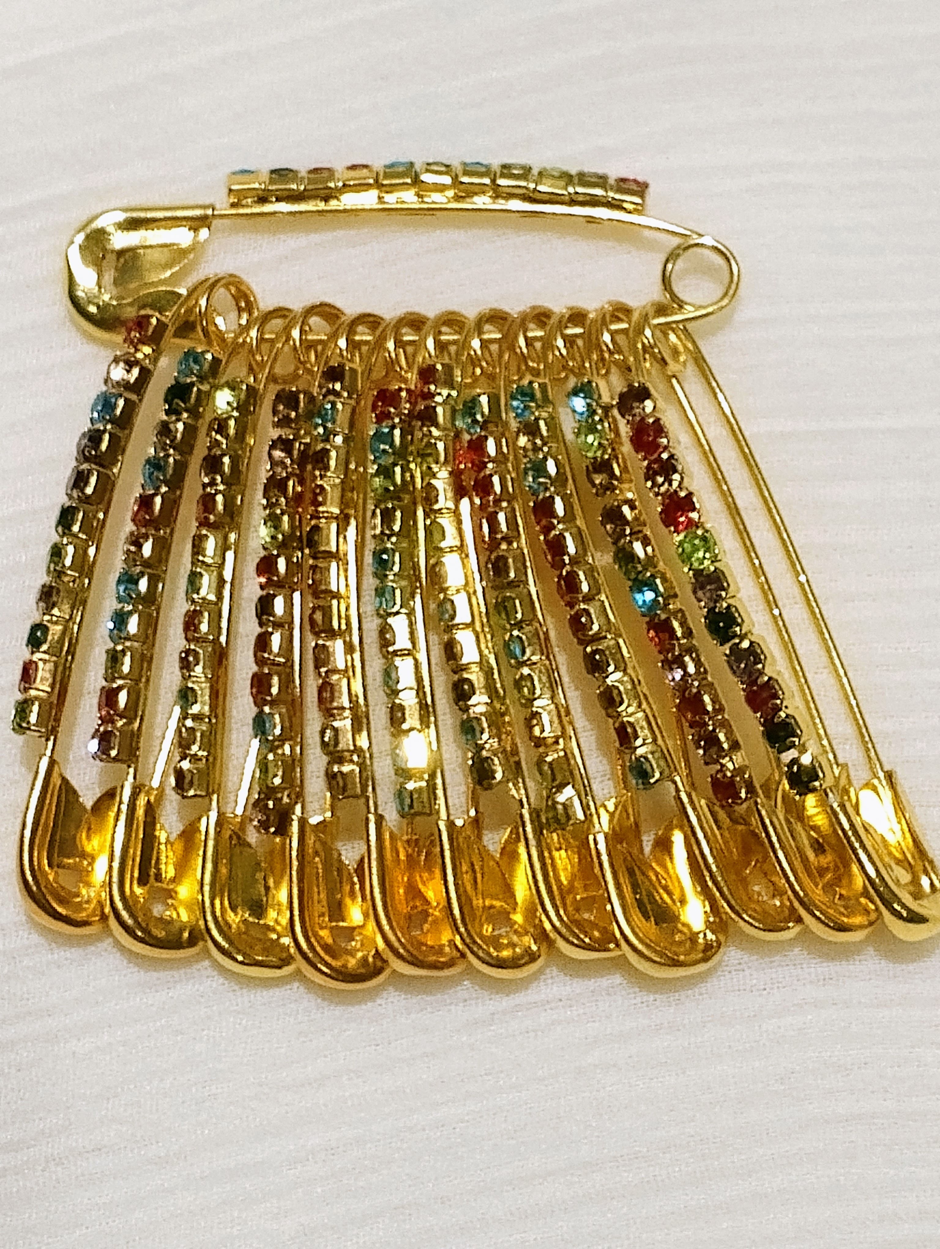 Crystal Hijab Pins – Set of 6 Fancy Safety Pins with Rhinestones