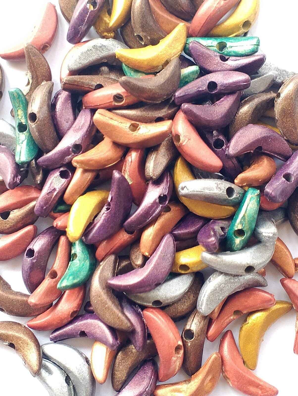 Beads for DIY Crafts. Moon Multicolor Plastic Beads. Pack of 40gms Beads, For DIY Jewelry Making, Jewelry, And Dress Accessories.