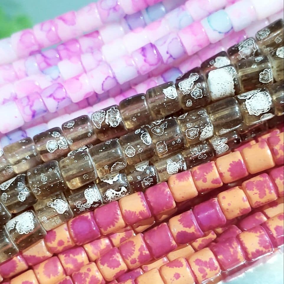 1 Strand Craft Beads | Multicolor Flat Round Tube Beads Strand for Craft & Jewelry Making DIY | Boho Style Loose Beads