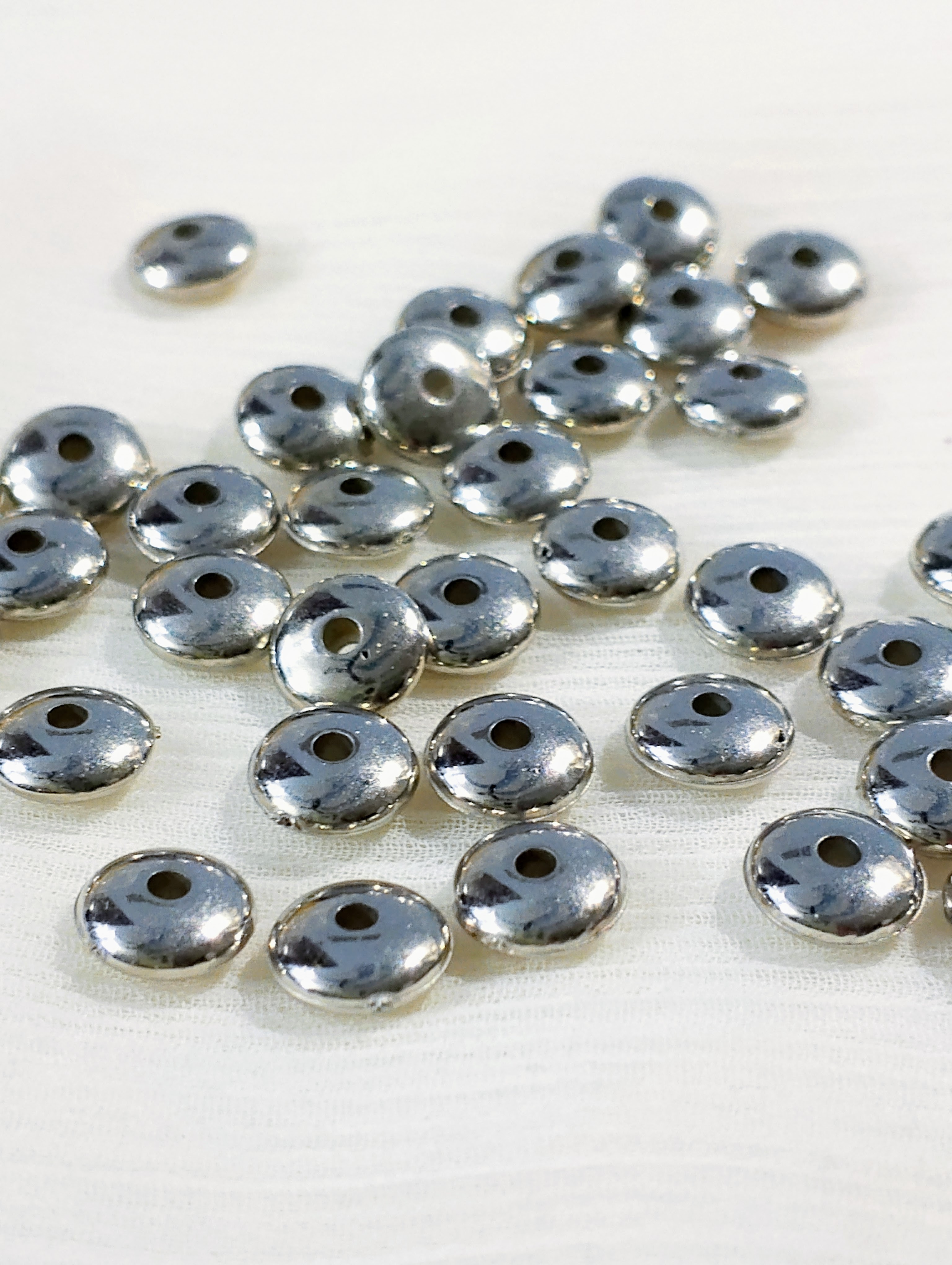 40 grams Silver Flat Plain Round Spacer Beads. For DIY Jewelry Making, Dress Accessories, Crafts, and Home Décor