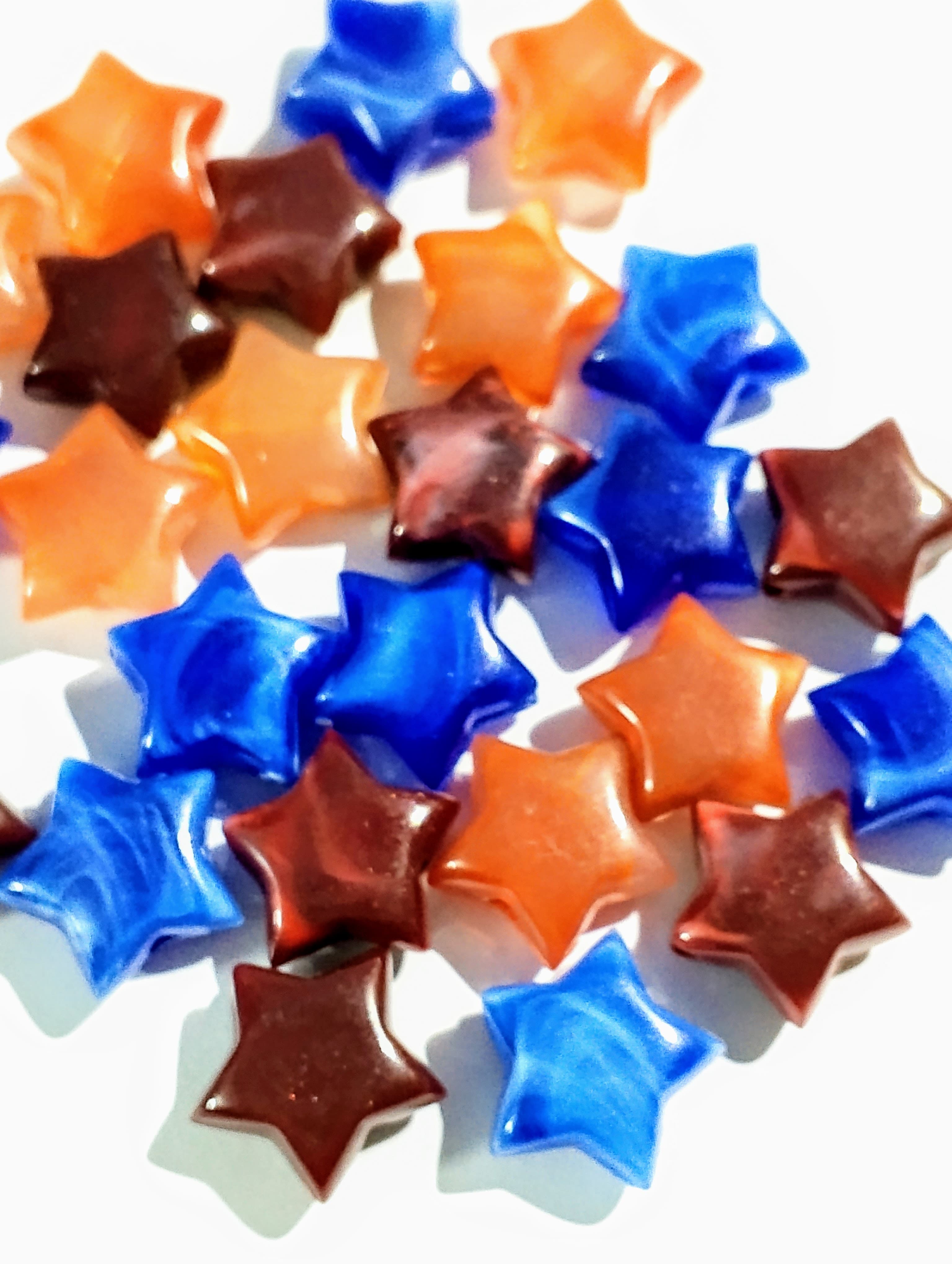 Rust Blue Maroon Star Marble Acrylic Plastic Beads - Pack of 40gms- Ideal for DIY Jewelry Making, Jewelry, and Dress Accessories.
