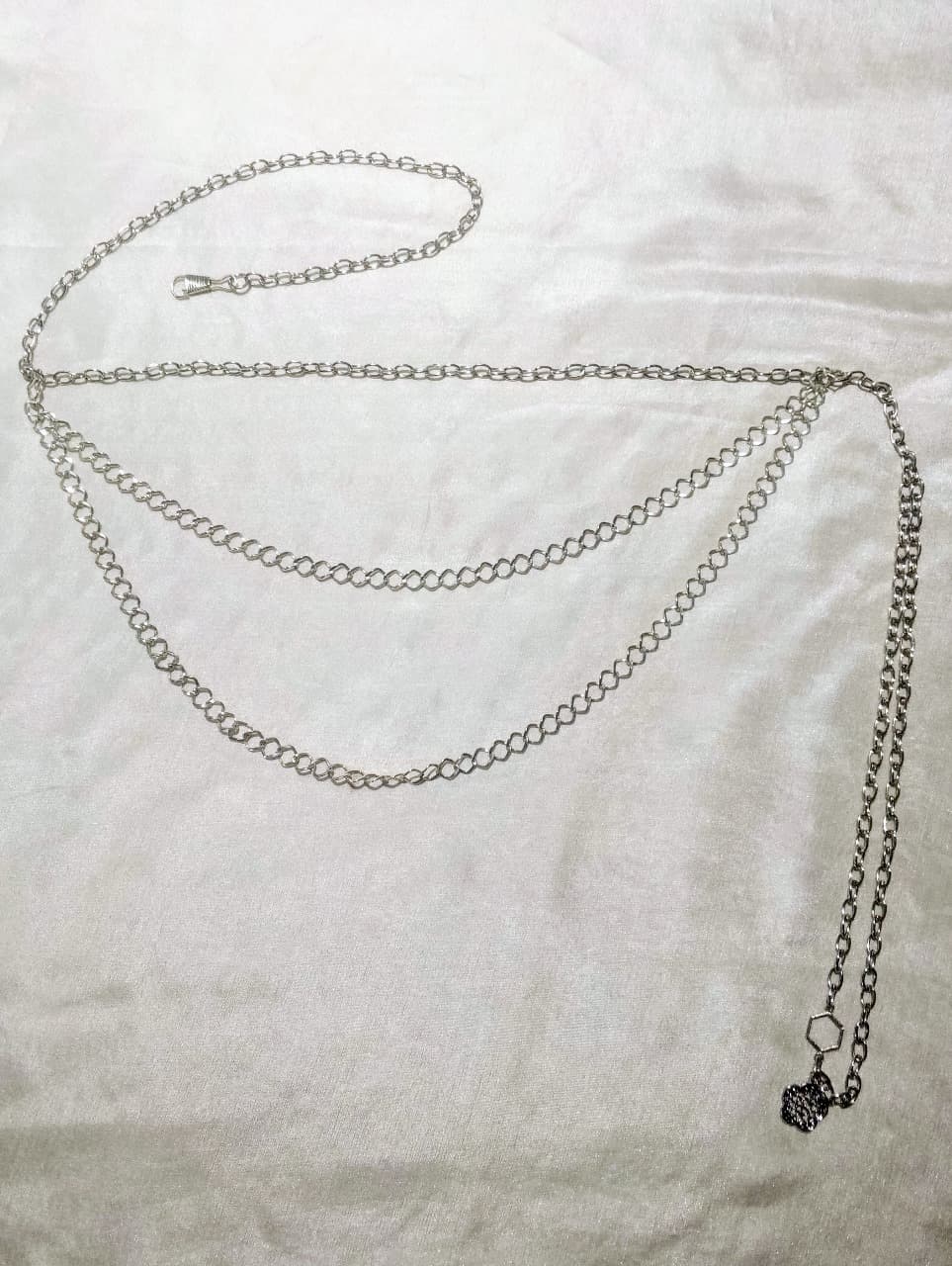 Elegant Multi-Layer Metal and Beads Chain Waist Belt