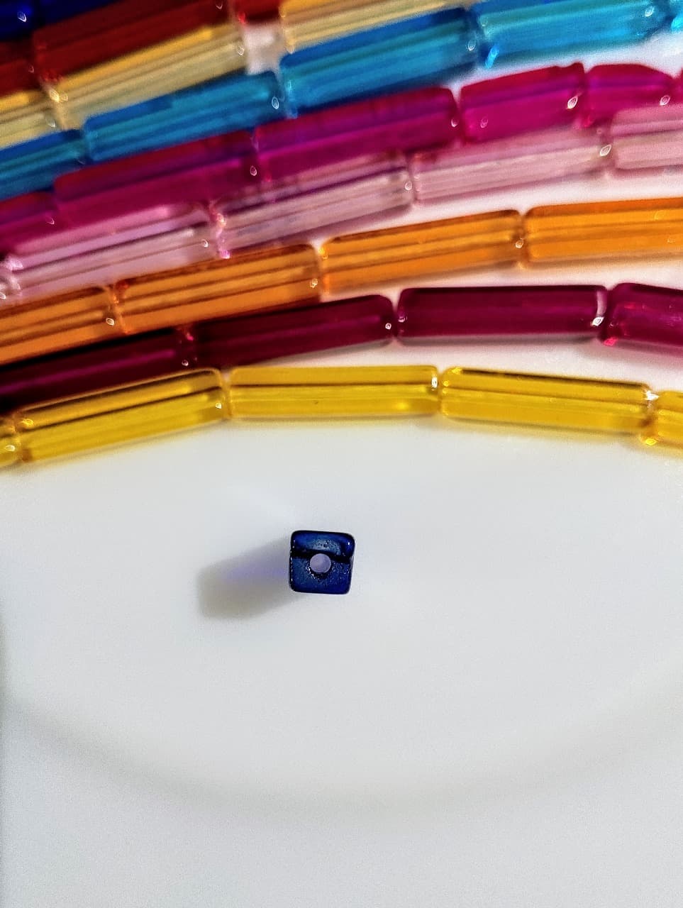 15 Glass Crystal Transparent Multicolor 20mm Square Tube Beads for DIY, Jewelry Making, Crafting – 20mm Long Stick Shape Beads | 28 pcs Mix Set