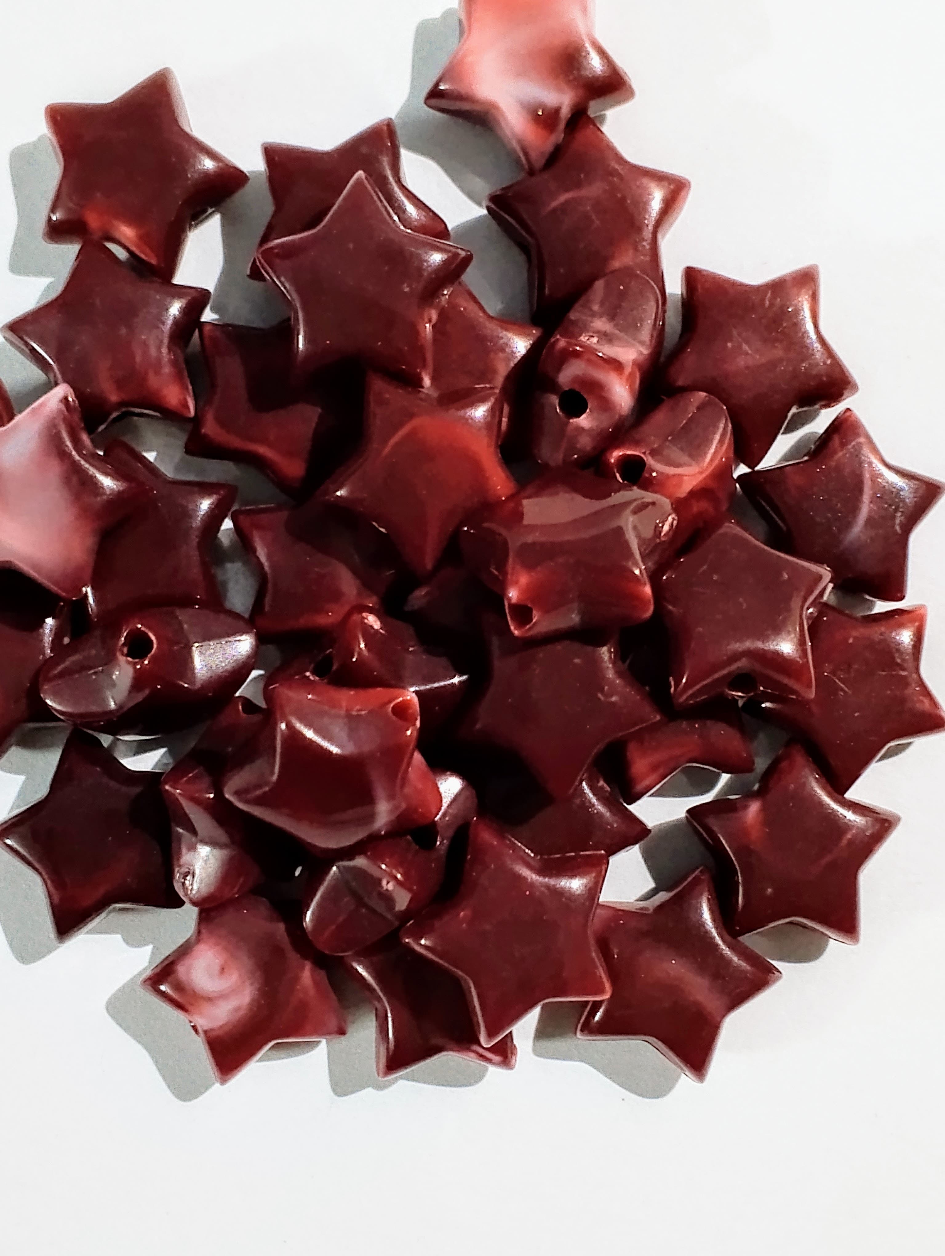Rust Blue Maroon Star Marble Acrylic Plastic Beads - Pack of 40gms- Ideal for DIY Jewelry Making, Jewelry, and Dress Accessories.