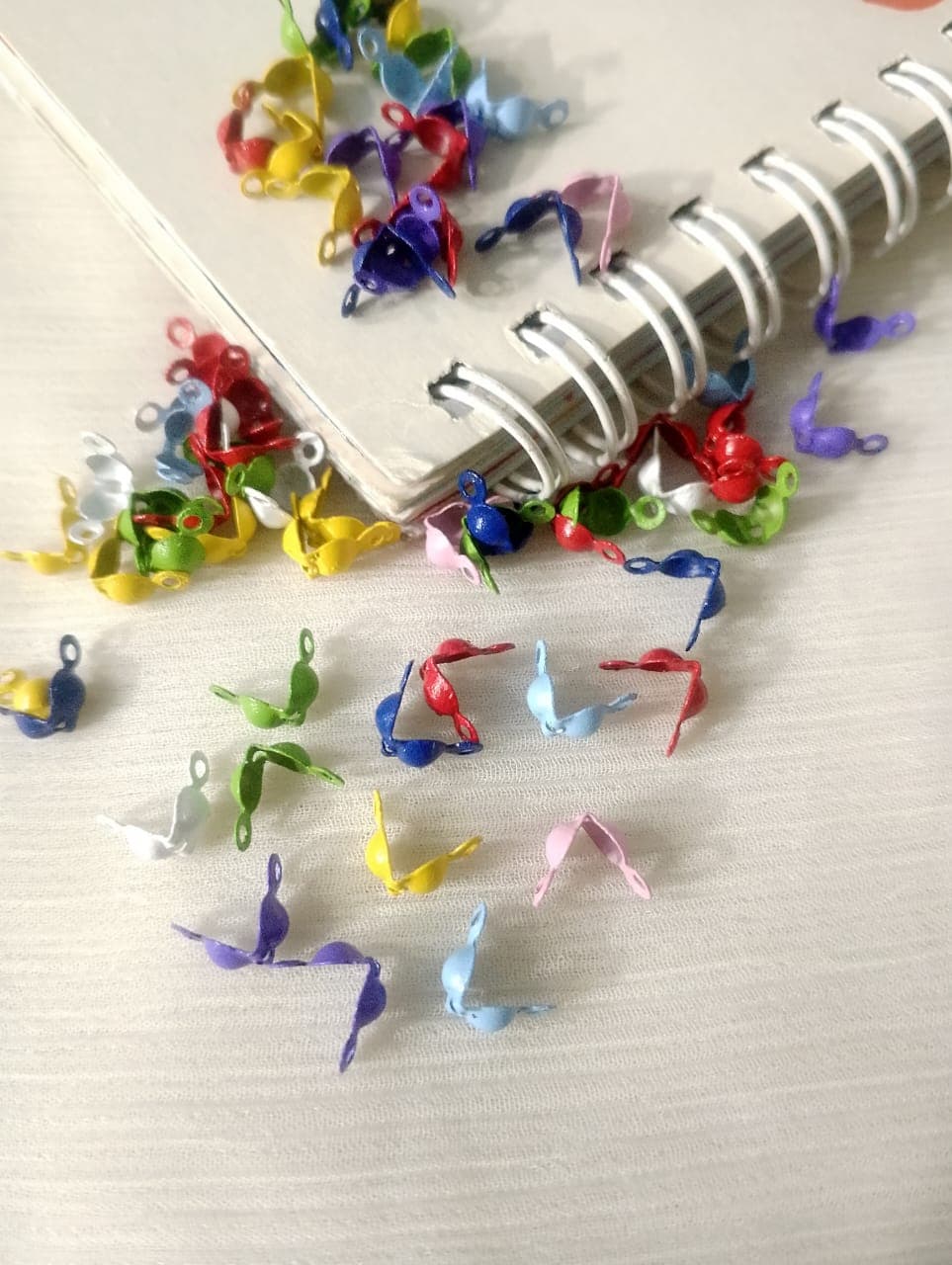 100pcs Colorful Metal Connector Clasp End Crimp Cover | Bead Tips Knot Covers Fitting Ball Rope Chain DIY for Jewelry Making