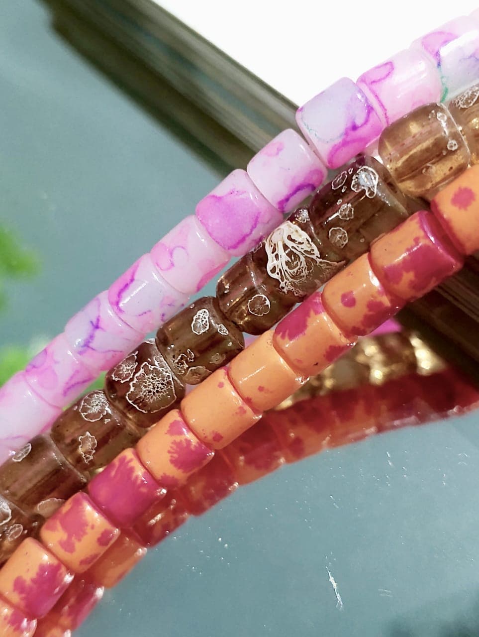 1 Strand Craft Beads | Multicolor Flat Round Tube Beads Strand for Craft & Jewelry Making DIY | Boho Style Loose Beads
