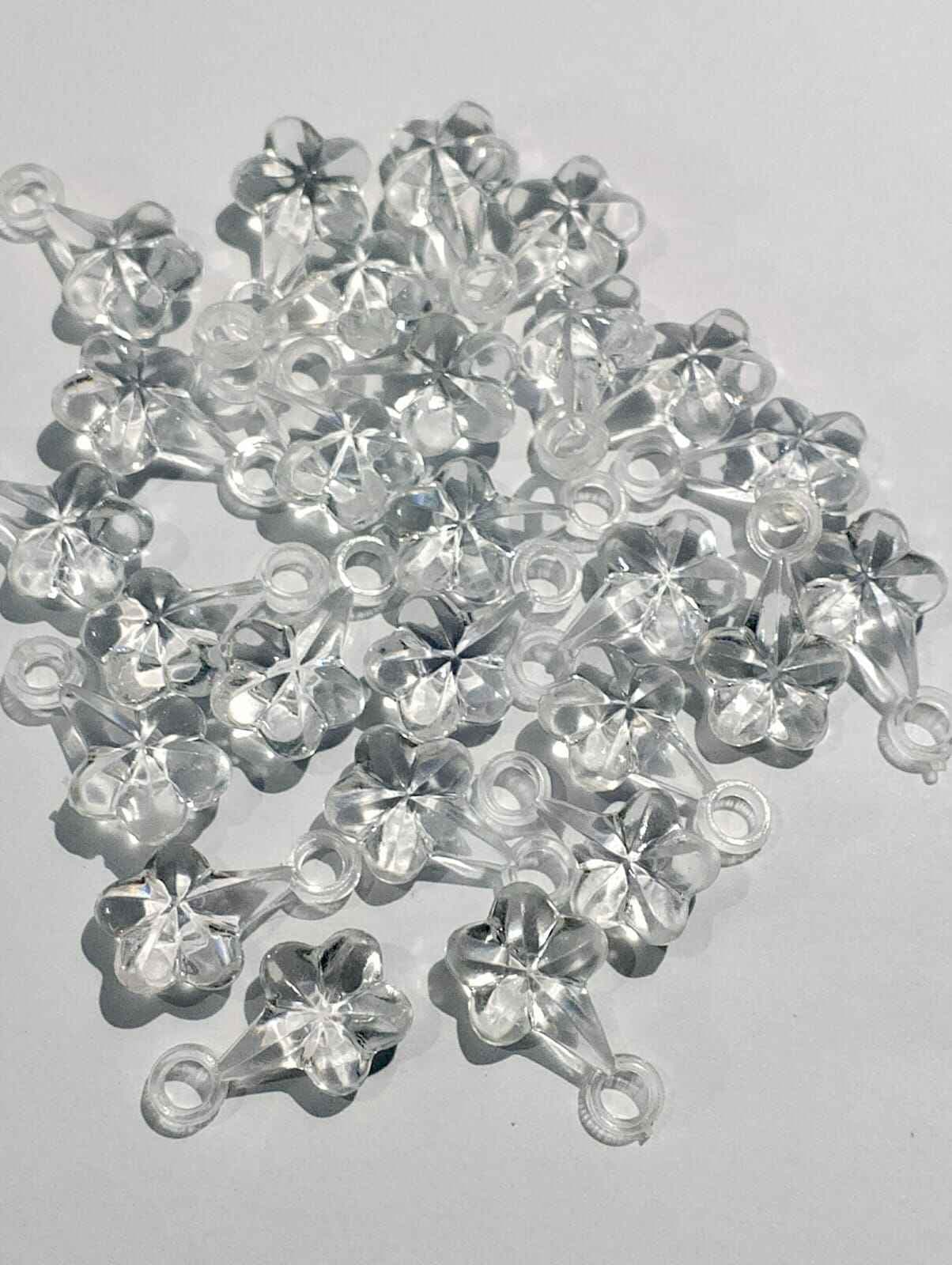 Pack of 40gms Beads, White Flower Tussle (Latkan) Acrylic Beads For DIY Jewelry Making, Jewelry, DIY, And Crafting Accessories
